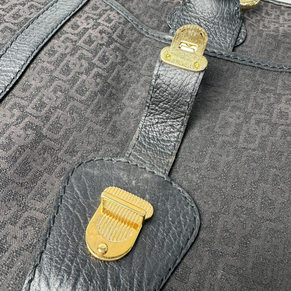 Dolce & Gabbana Dark Brown Canvas Leather Handbag Tote Bag (Pre-Owned)