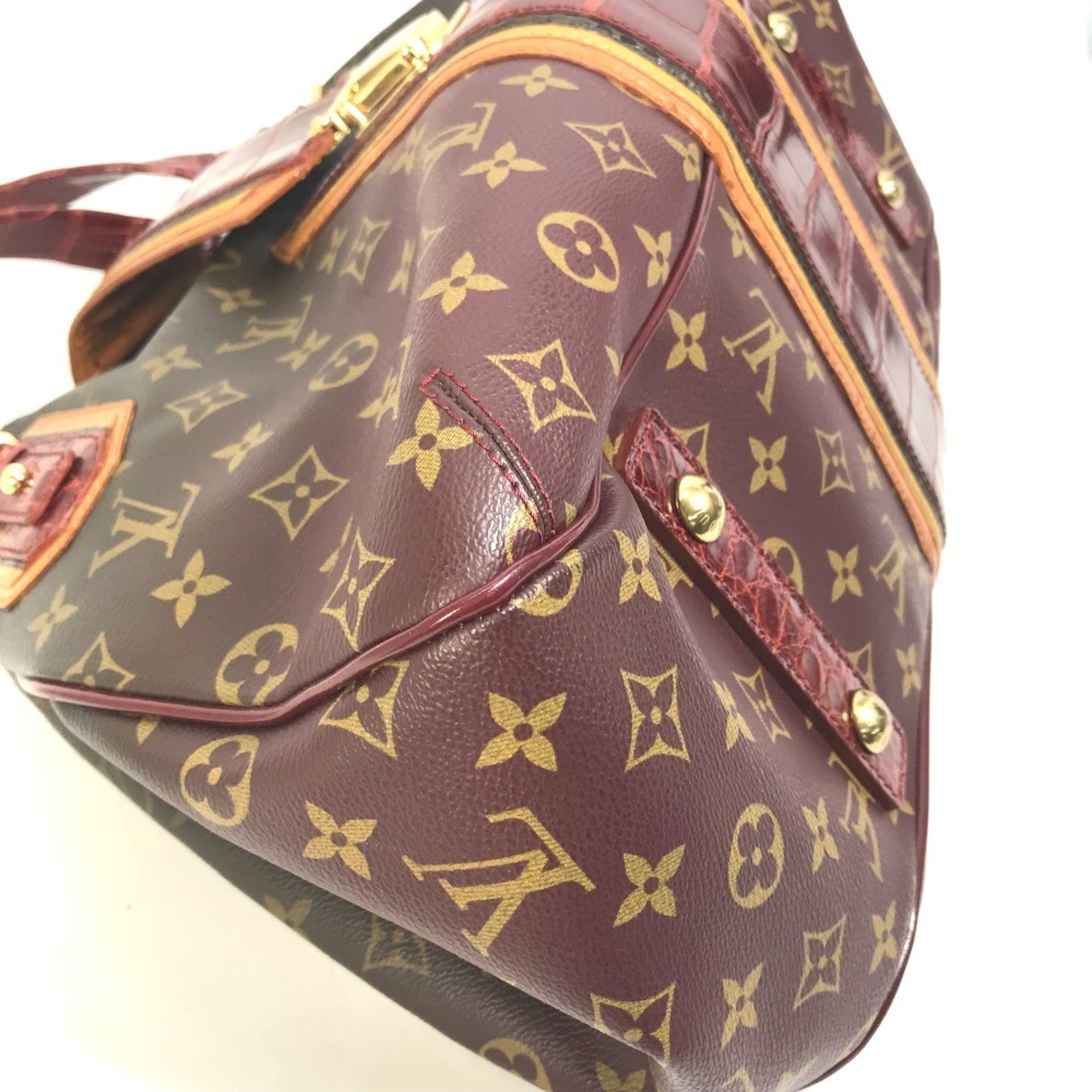 Louis Vuitton Monogram Mirage Brown Red Color Canvas Boston Bag Shoulder Bag (Pre-Owned)