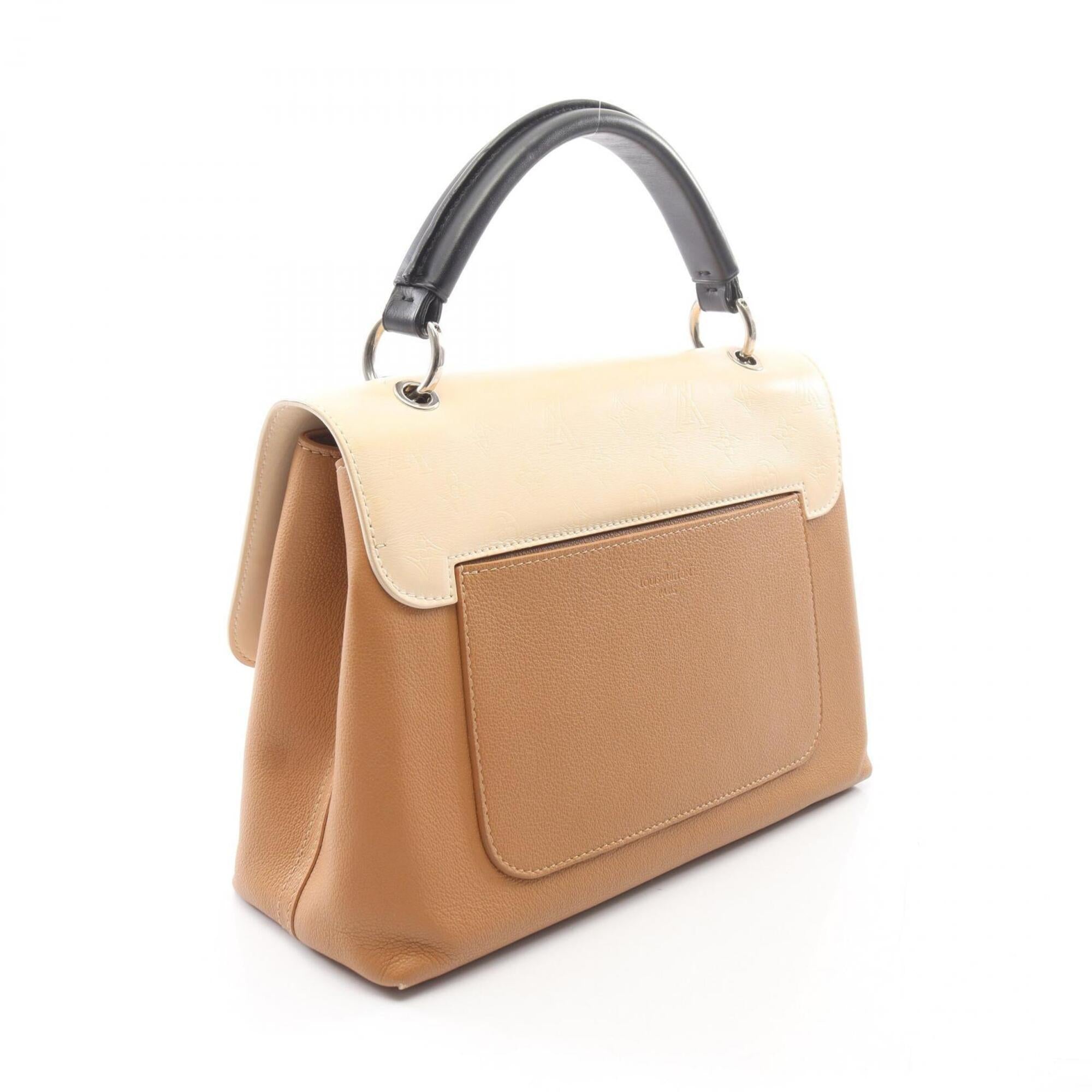 Louis Vuitton Beige Black Brown Leather Handbag (Pre-Owned)