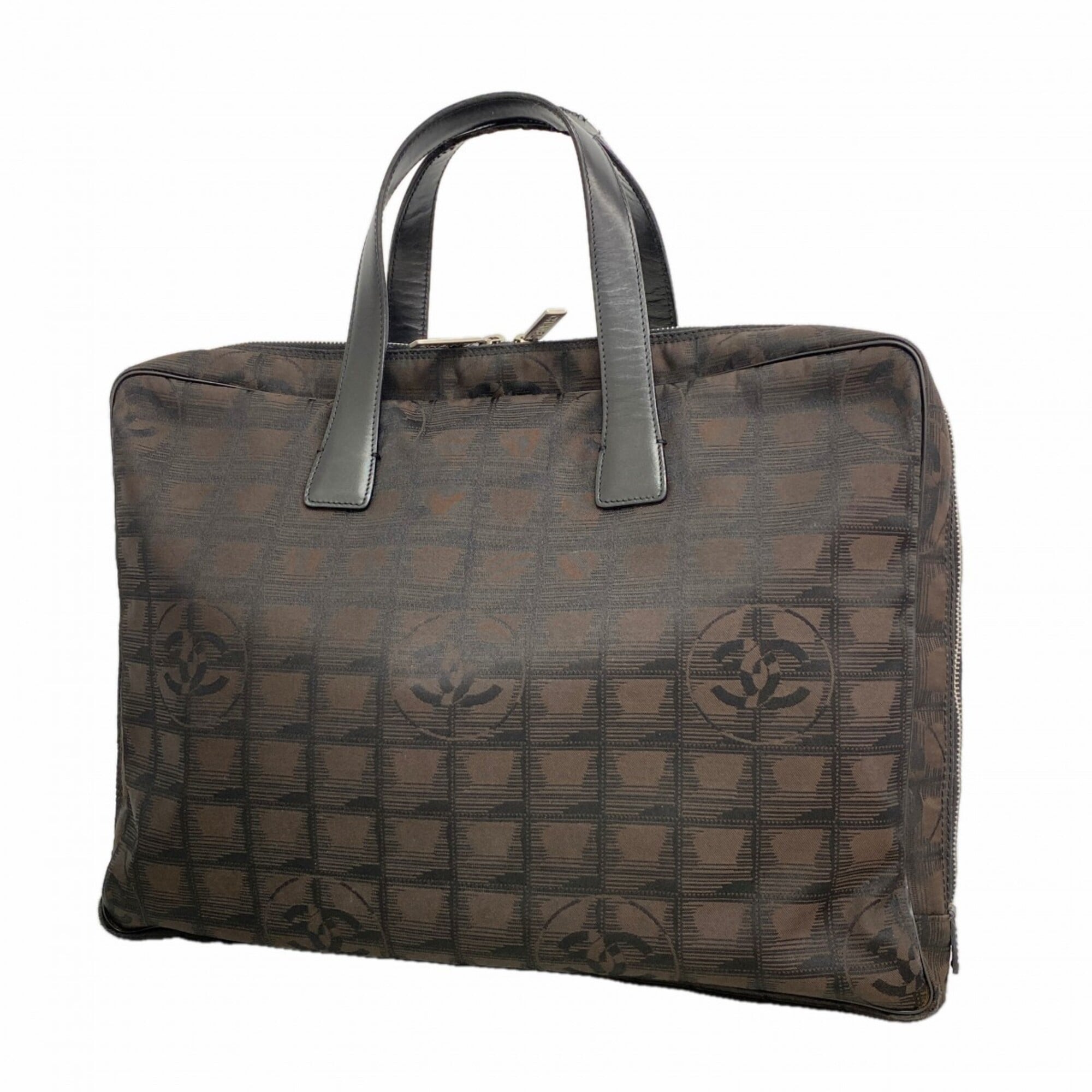 Chanel Black Brown Nylon Handbag (Pre-Owned)
