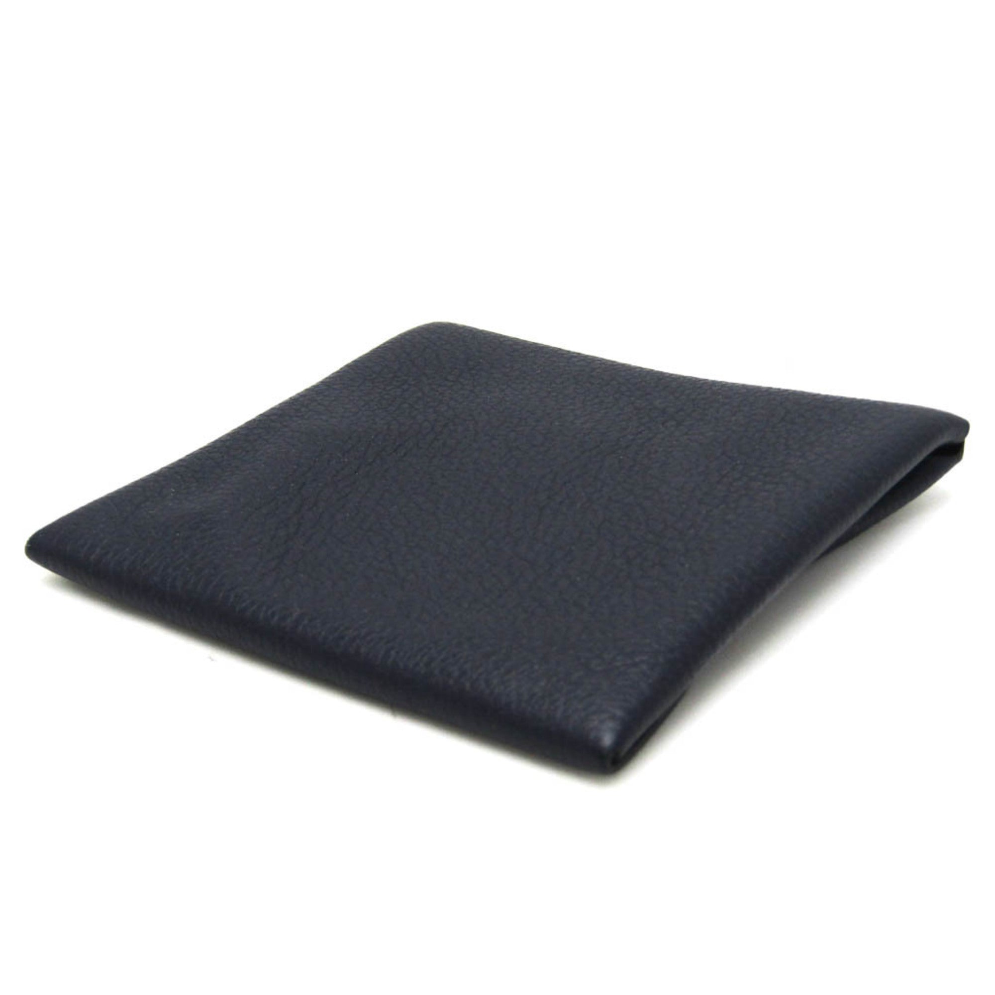 Hermes Bastia Navy Leather Coin Purse/Coin Case (Pre-Owned)