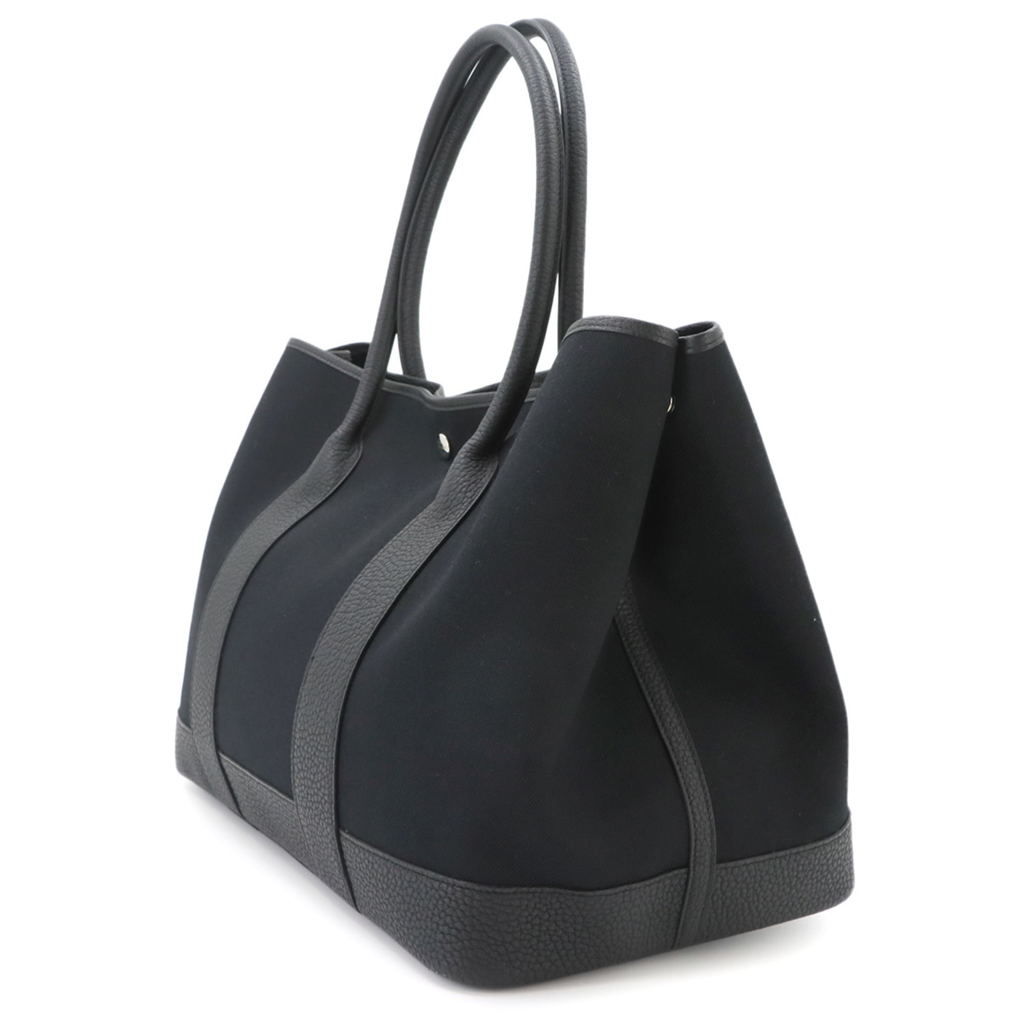 Hermes Black Negonda Leather Canvas Tote Bag (Pre-Owned)