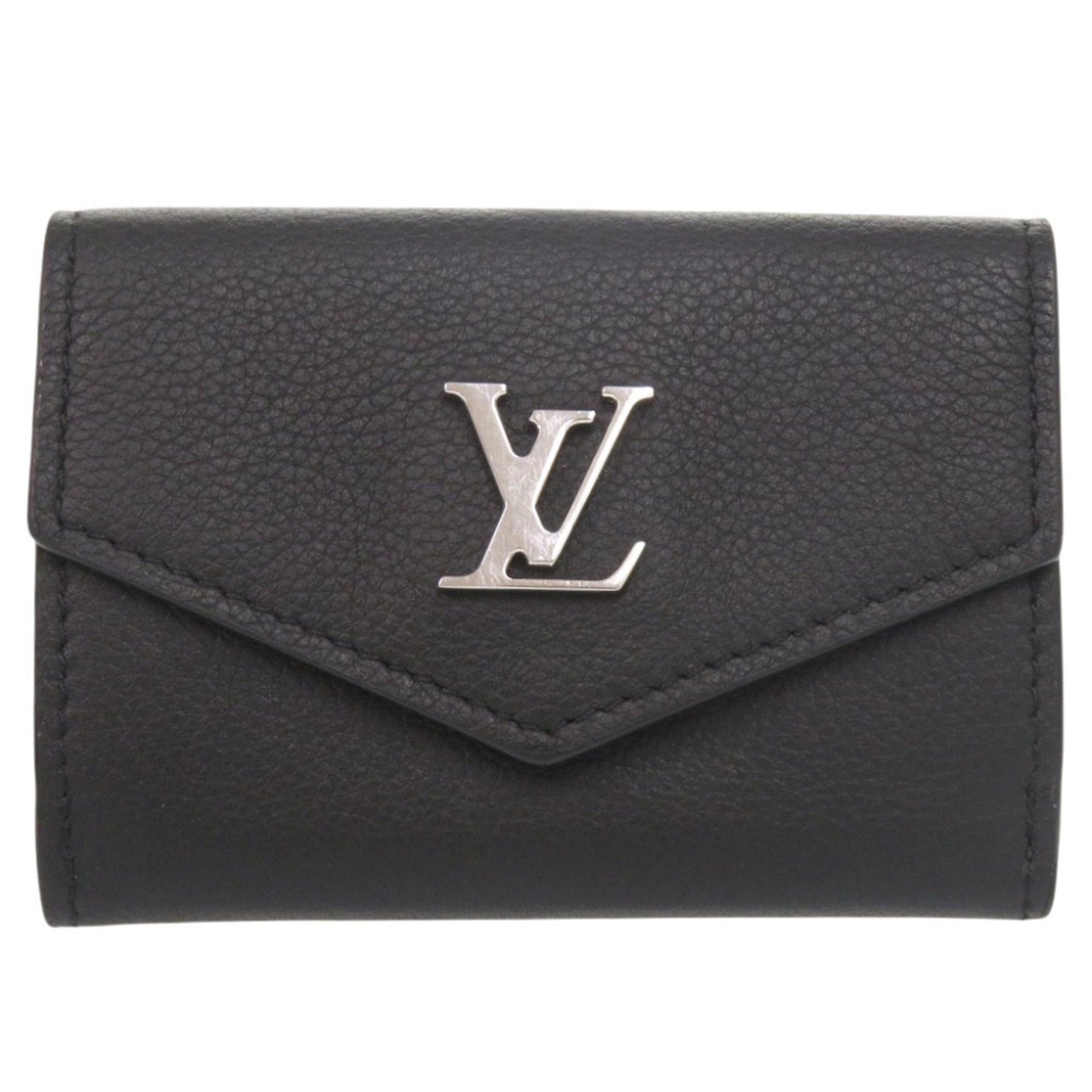 Louis Vuitton Noir Leather Wallet (Tri-Fold) (Pre-Owned)
