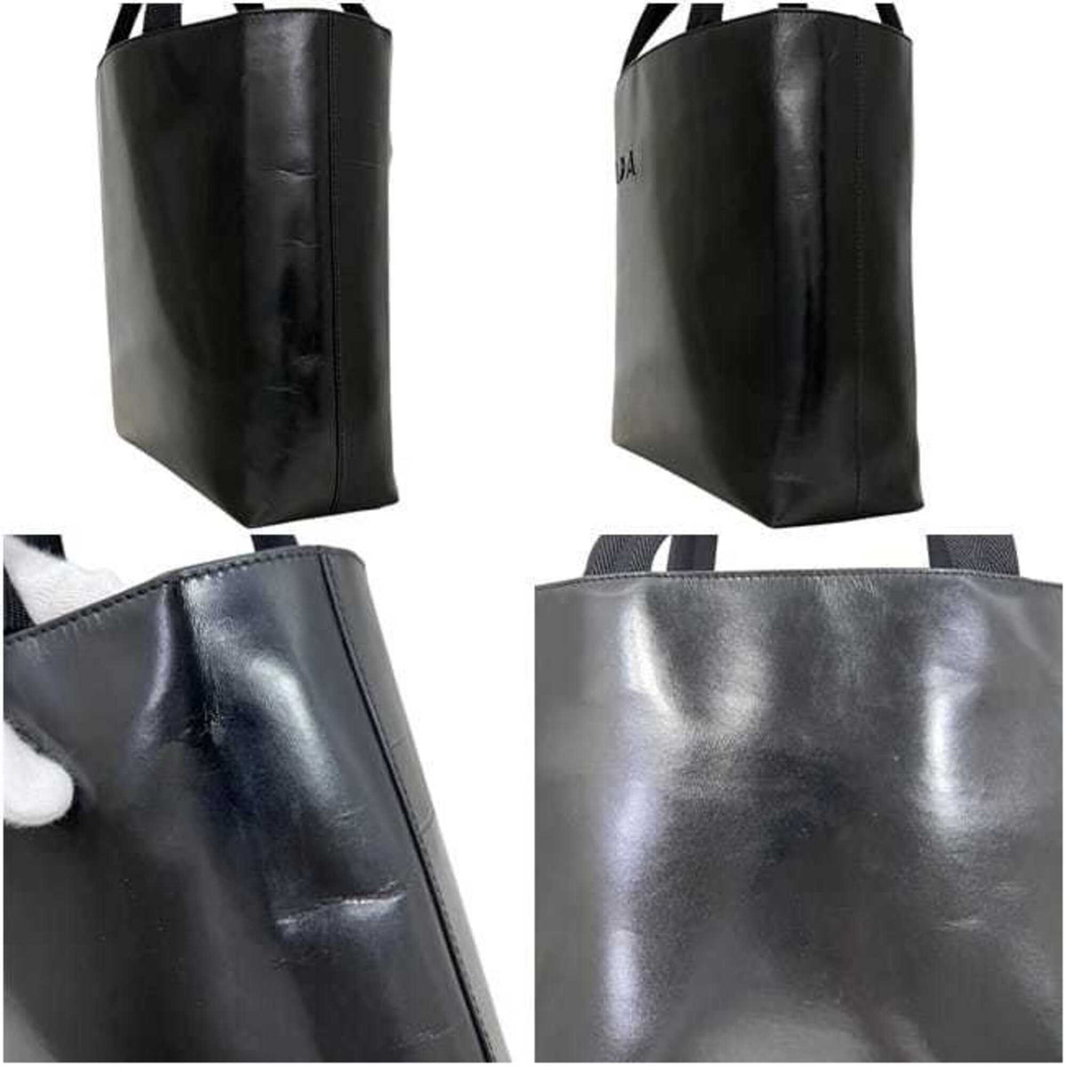 Prada Black Leather Handbag Tote Bag (Pre-Owned)