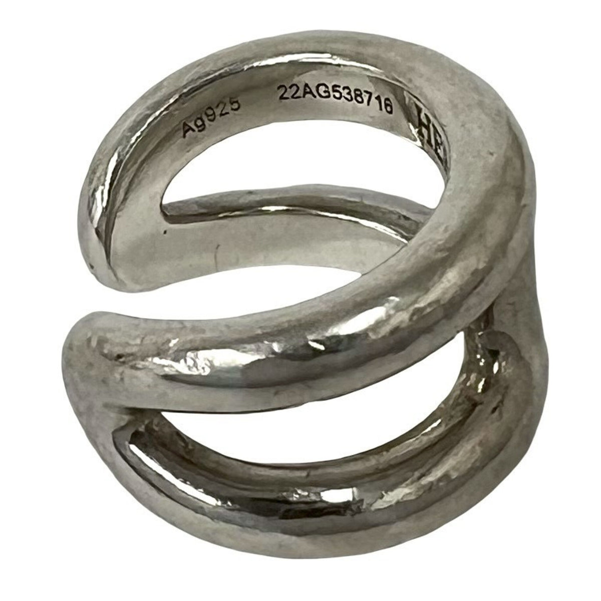 Hermes Silver Silver 925 Band Ring (Pre-Owned)