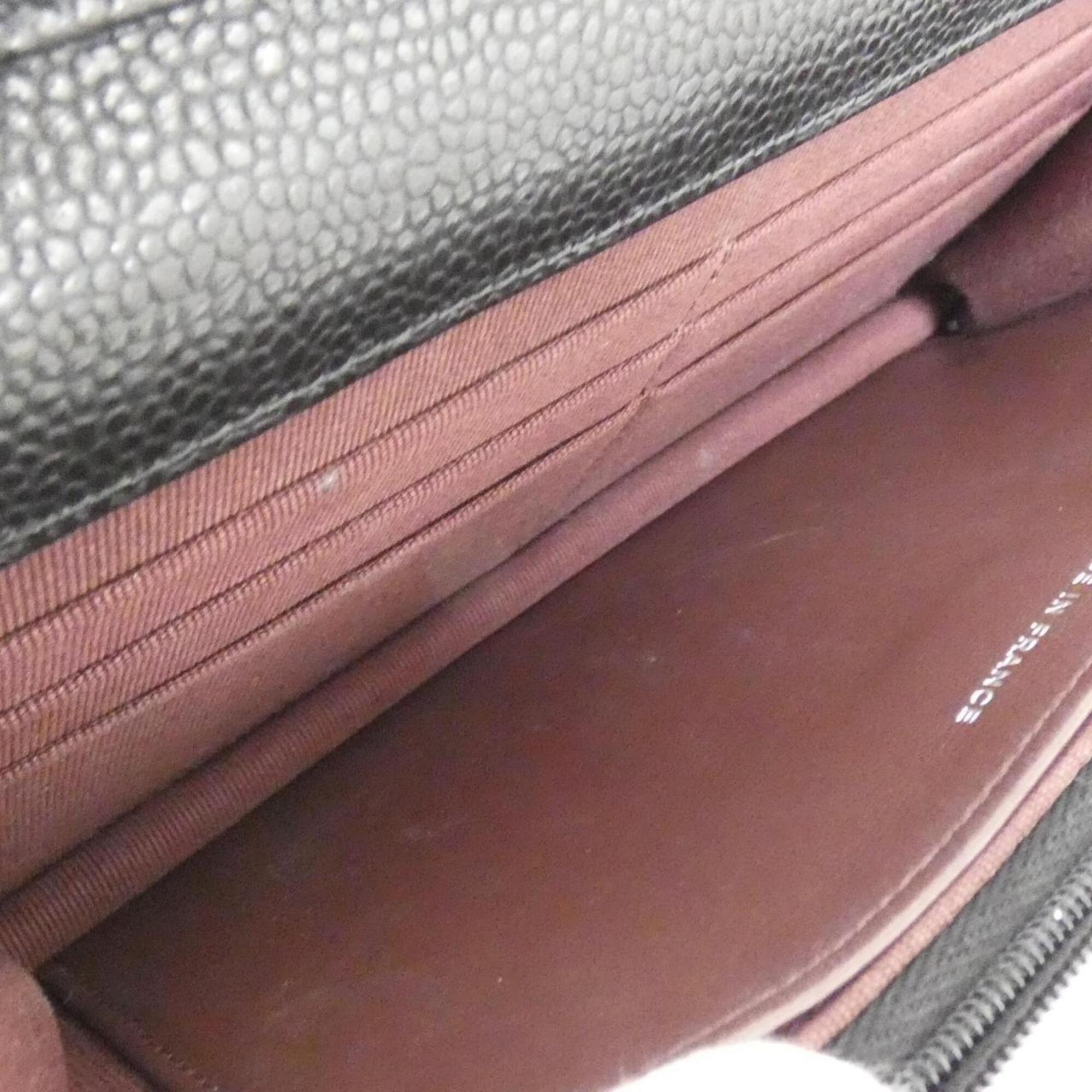 Chanel Black Bordeaux Grained Calfskin Chain/Shoulder Wallet (Pre-Owned)