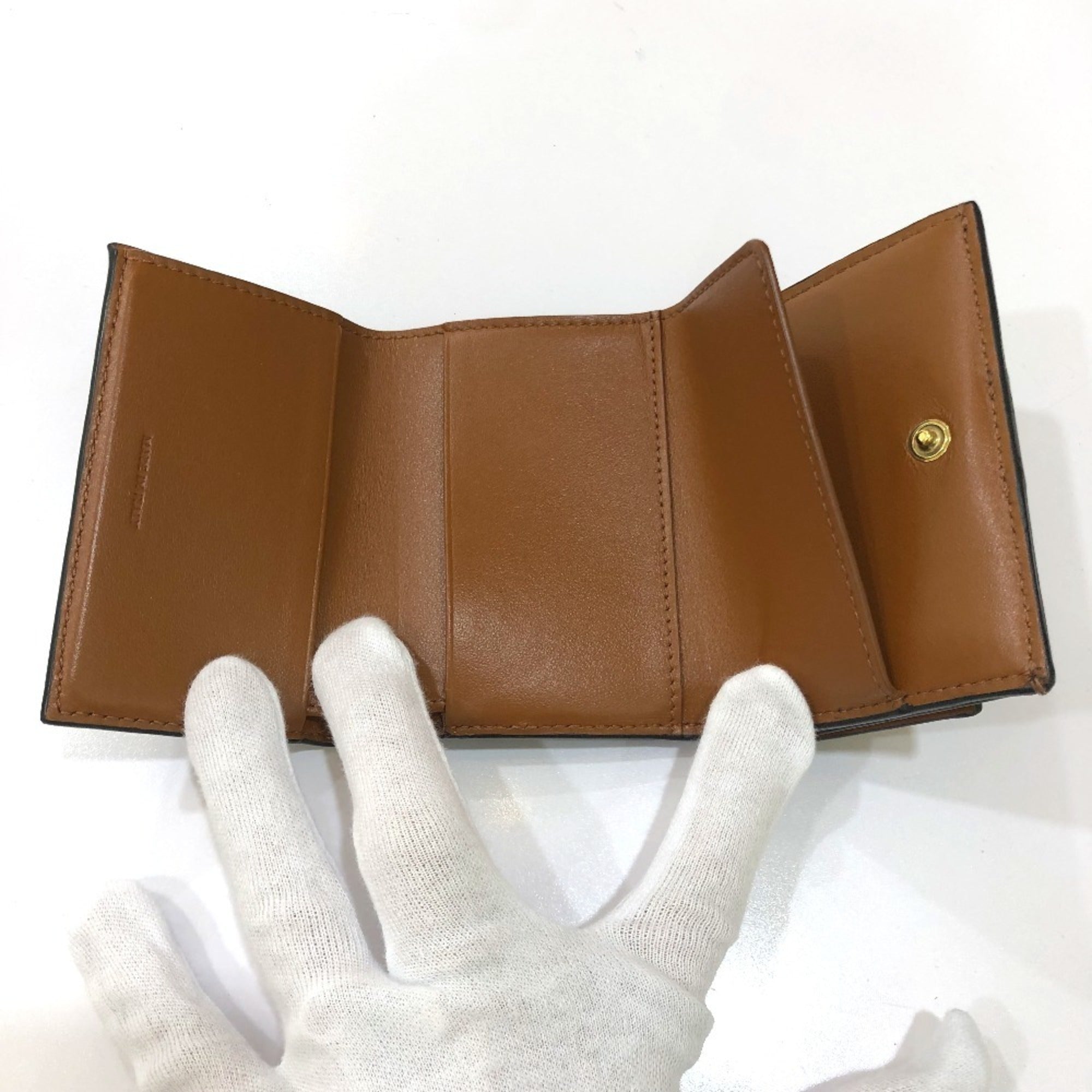 Celine Brown Dark Brown Pvc Leather Wallet (Tri-Fold) (Pre-Owned)