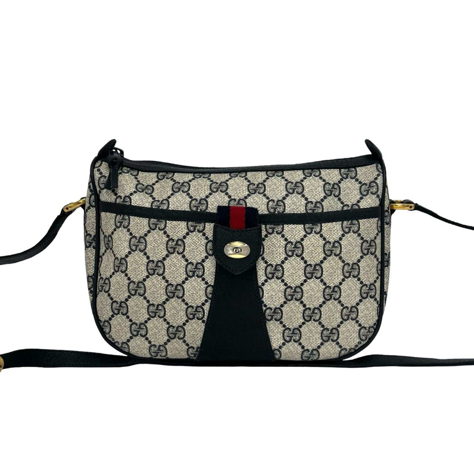 Gucci Navy Red Color Leather Pvc Pochette Shoulder Bag (Pre-Owned)