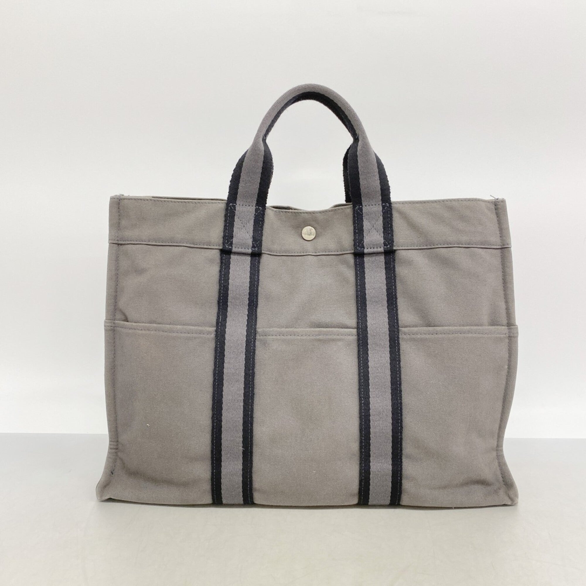 Hermes Gray Canvas Tote Bag (Pre-Owned)