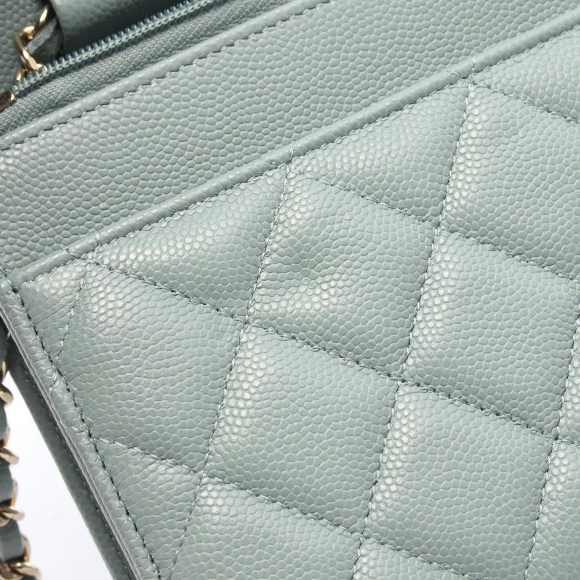 Chanel Blue Grained Calfskin Handbag Shoulder Bag (Pre-Owned)