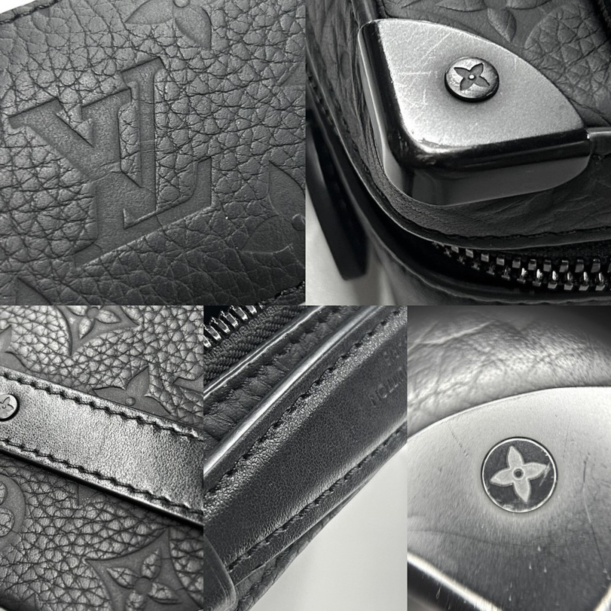 Louis Vuitton Monogram Black Leather Handbag Shoulder Bag (Pre-Owned)