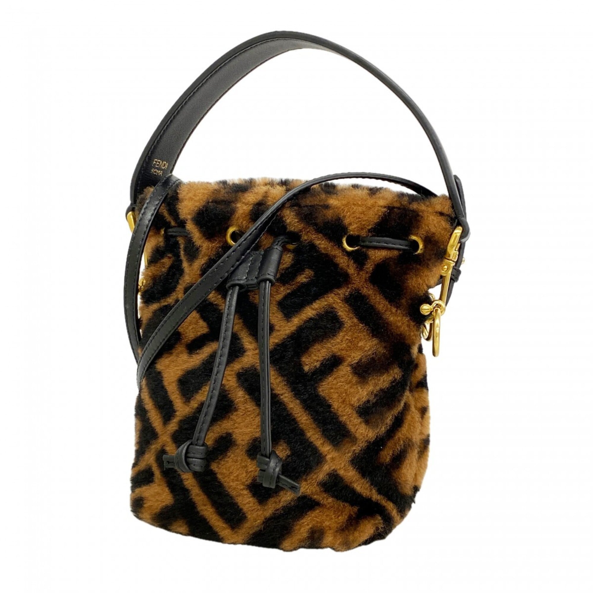 Fendi Black Brown Fur Handbag (Pre-Owned)