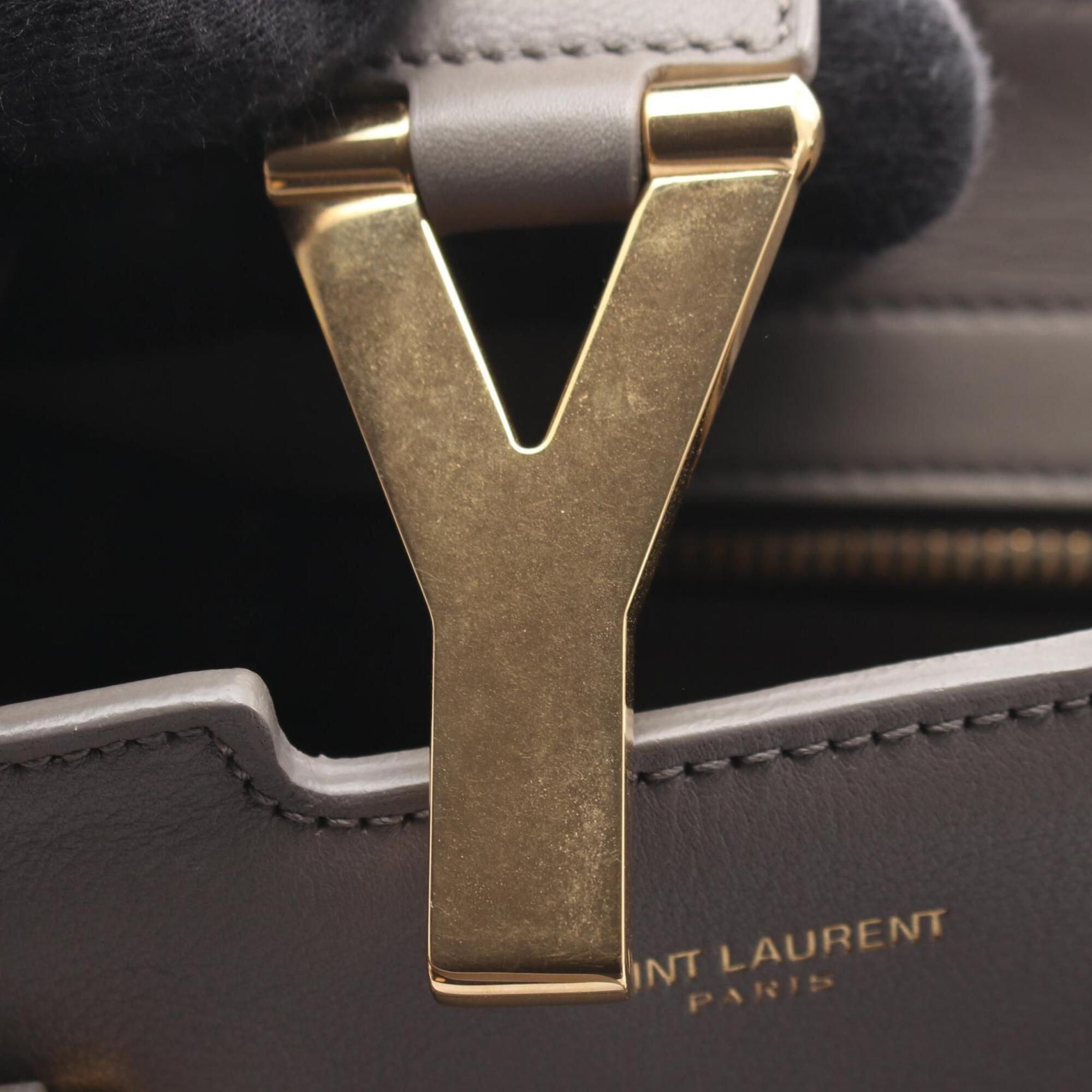 Yves Saint Laurent Gray Leather Handbag (Pre-Owned)