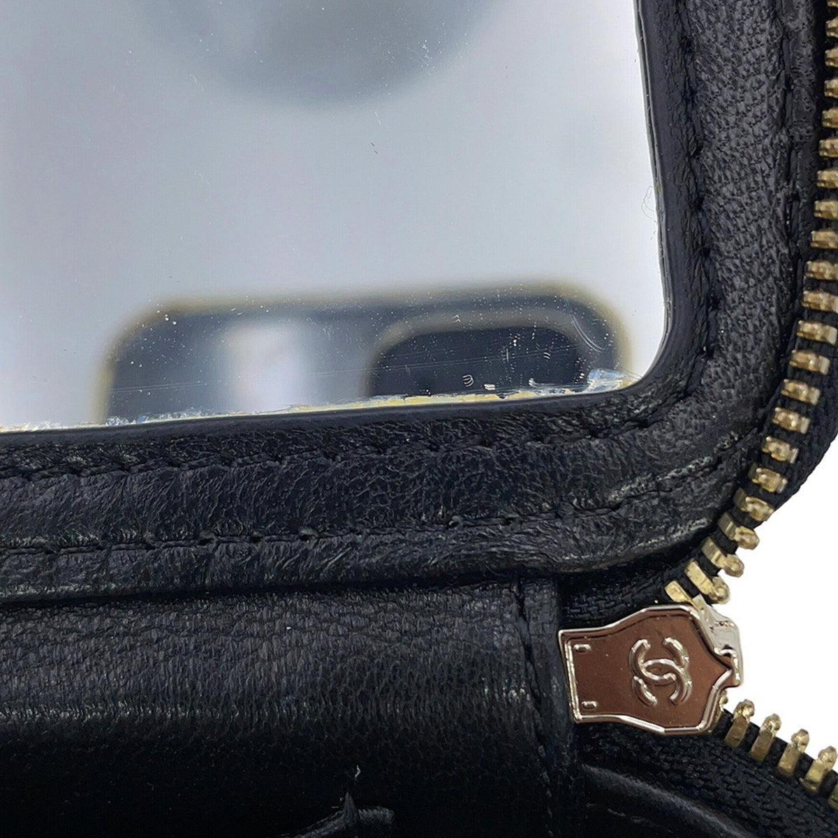 Chanel Gray Navy Tweed Leather Handbag Shoulder Bag (Pre-Owned)