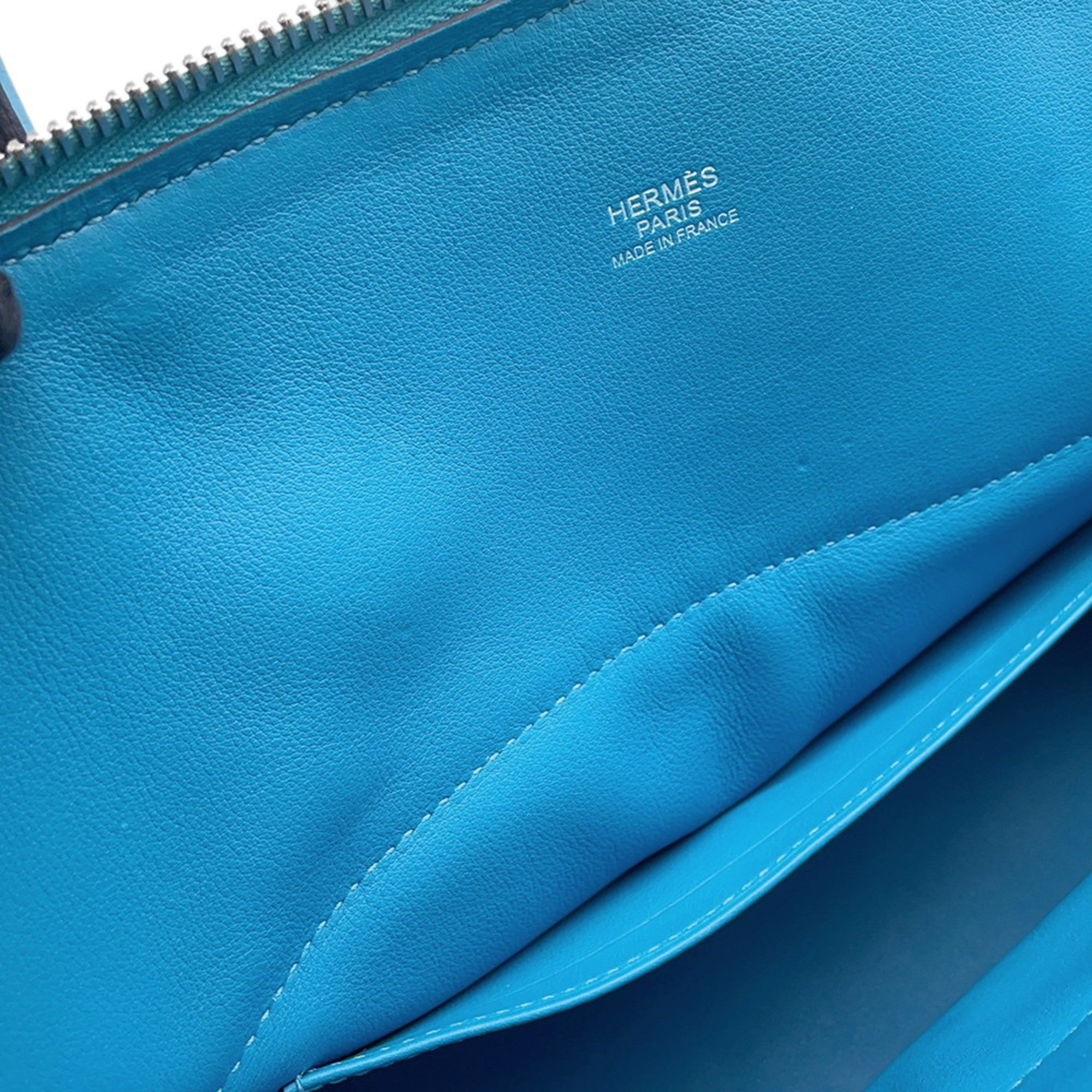 Hermes Blue Taurillon Clemence Leather Handbag (Pre-Owned)