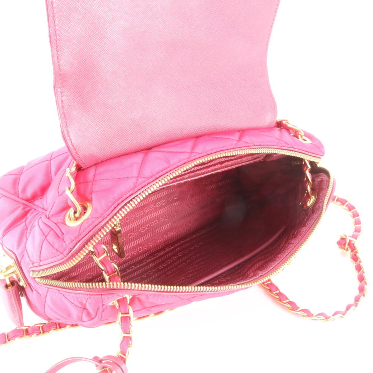 Prada Pink Leather Nylon Handbag Shoulder Bag Tote Bag (Pre-Owned)