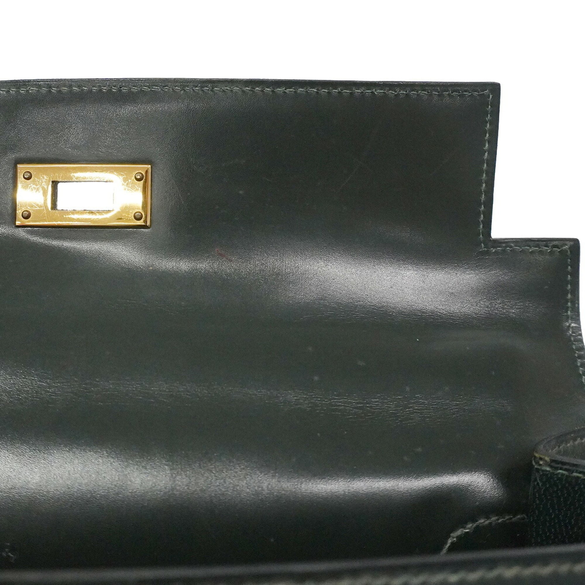Hermes Green Box Calf Leather Handbag (Pre-Owned)
