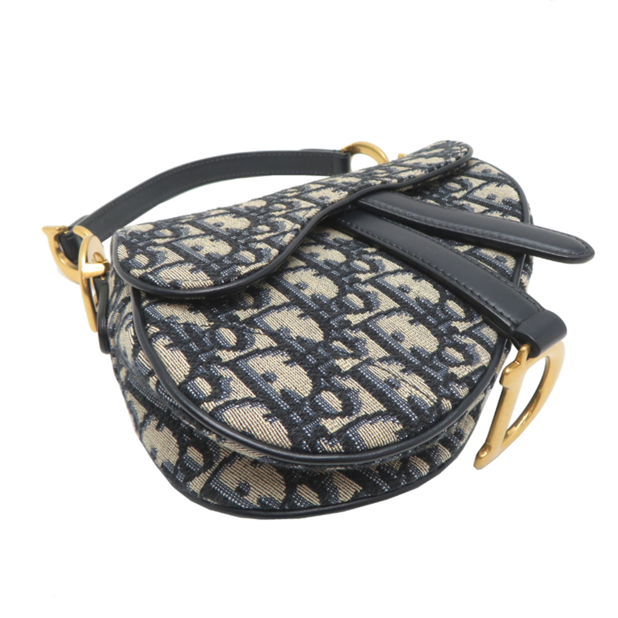 Christian Dior Jacquard Leather Handbag Saddle Bag (Pre-Owned)