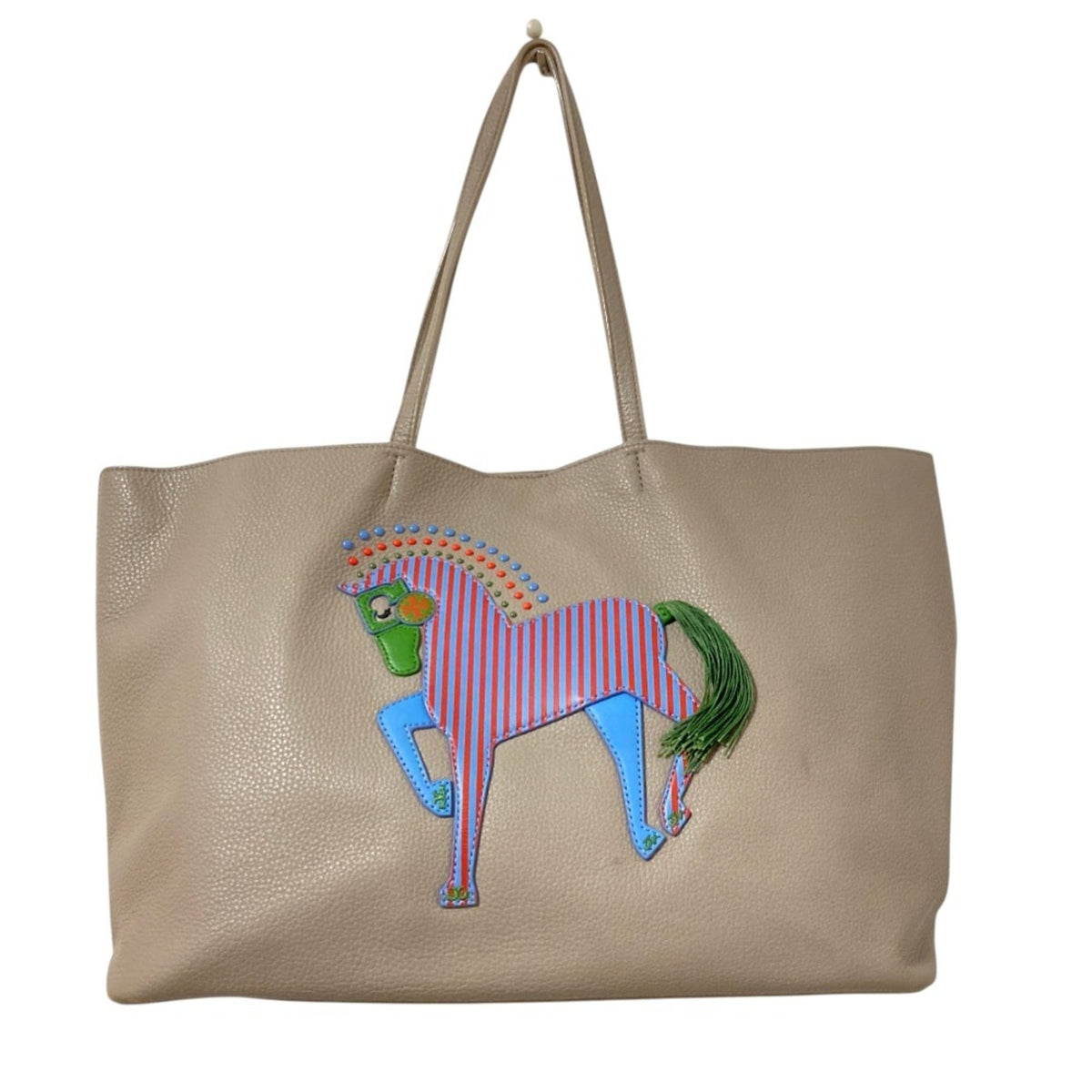 Tory Burch Gray Leather Tote Bag (Pre-Owned)
