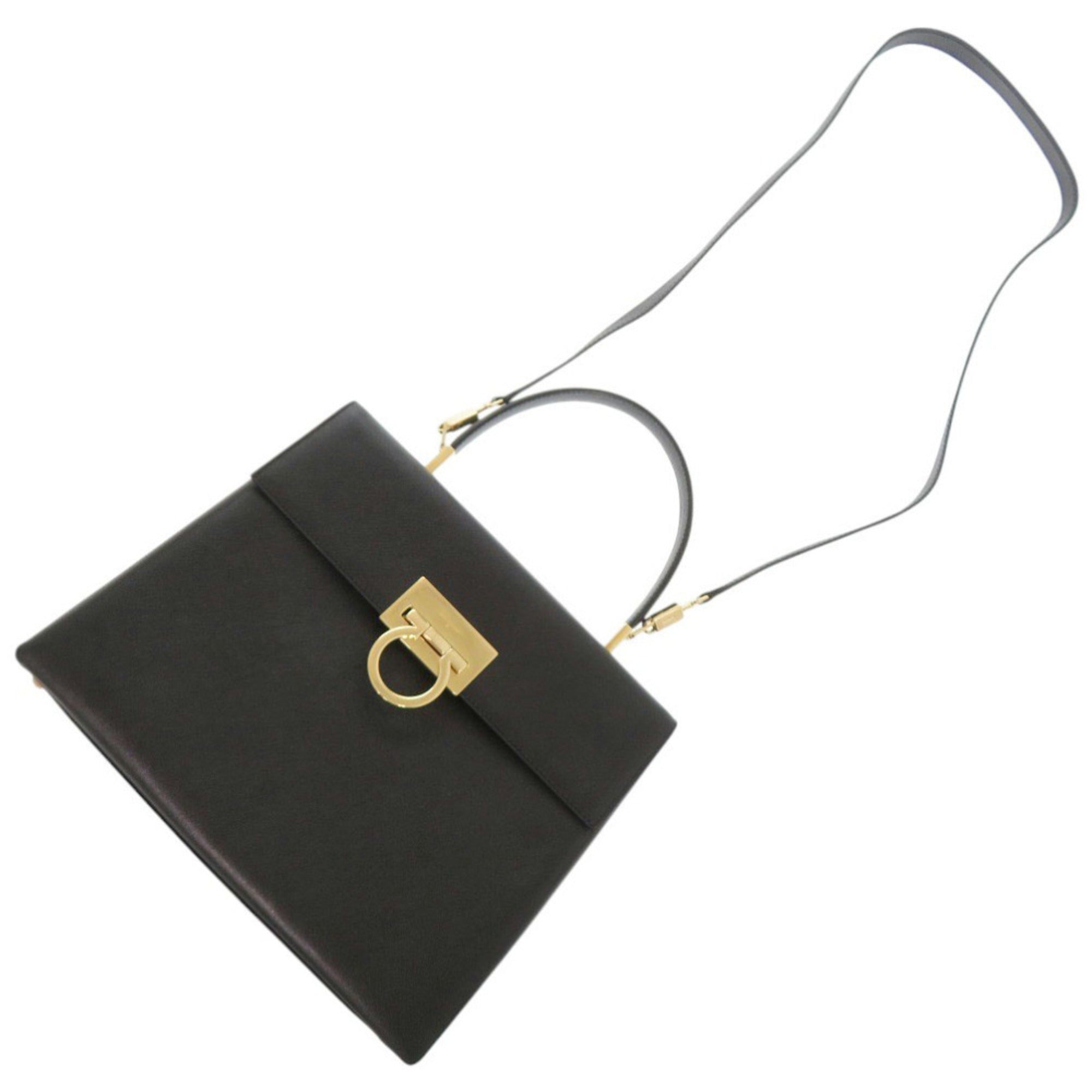 Salvatore Ferragamo Black Leather Handbag (Pre-Owned)