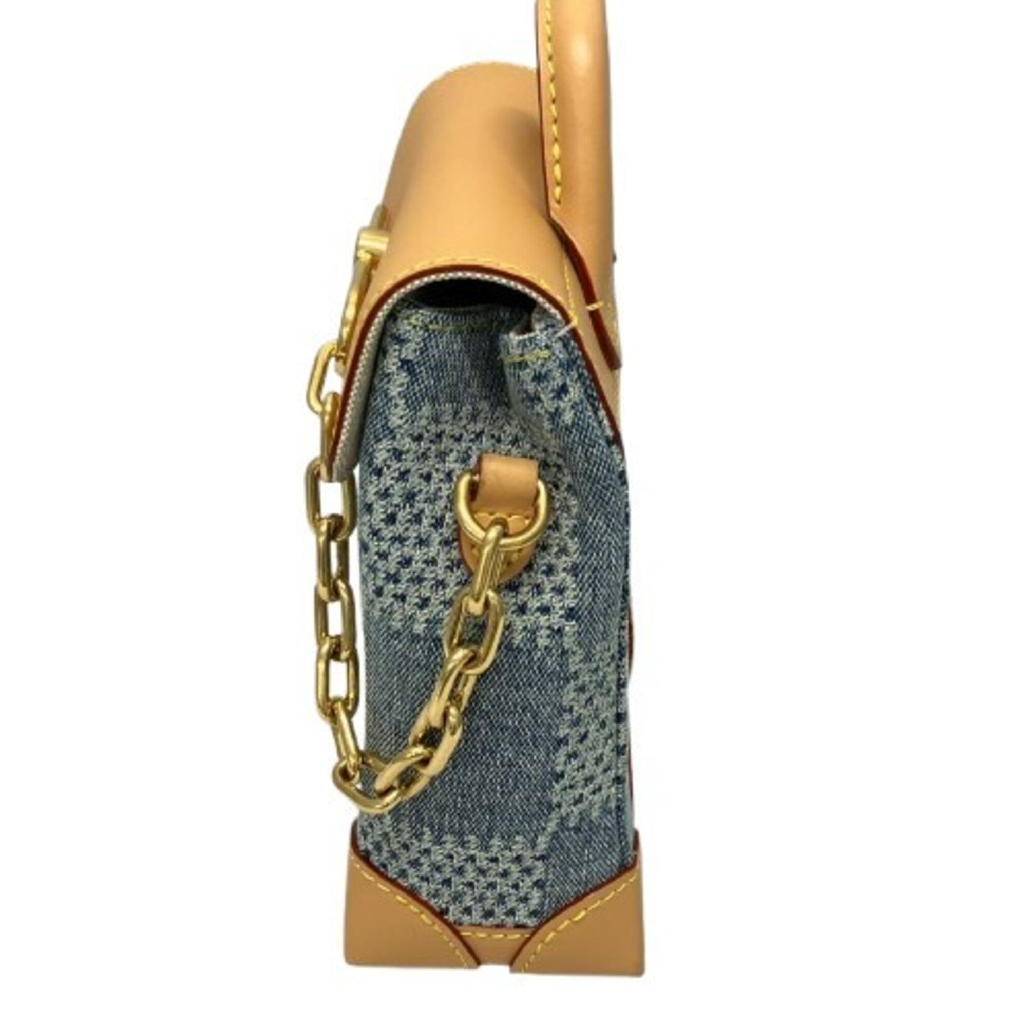 Louis Vuitton Blue Denim Leather Shoulder Bag (Pre-Owned)