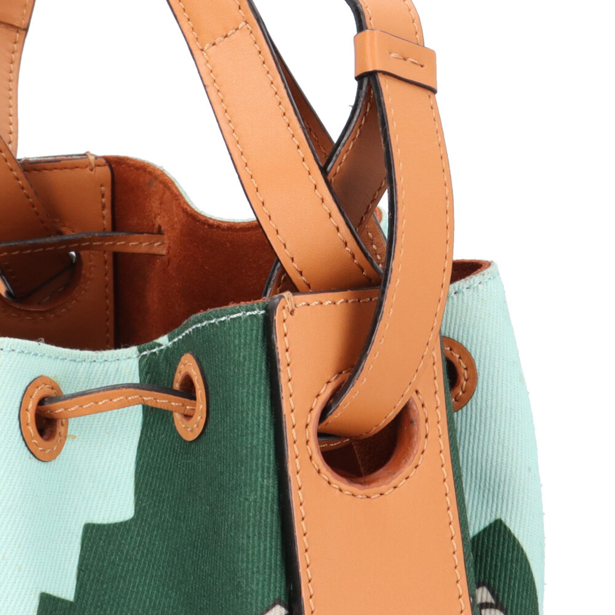 Loewe Blue Brown Canvas Leather Shoulder Bag (Pre-Owned)