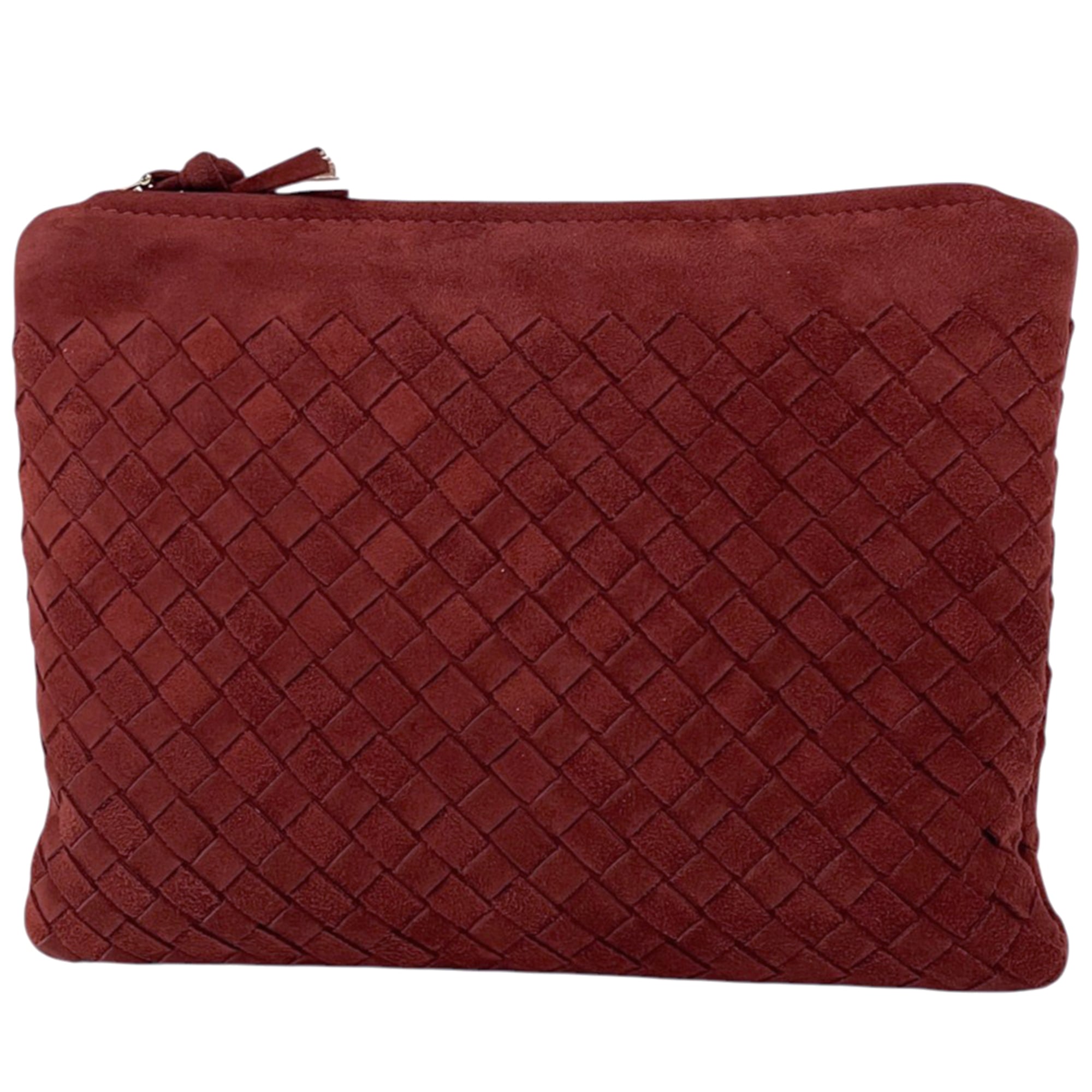 Bottega Veneta Intrecciato Red Color Leather Clutch Bag (Pre-Owned)