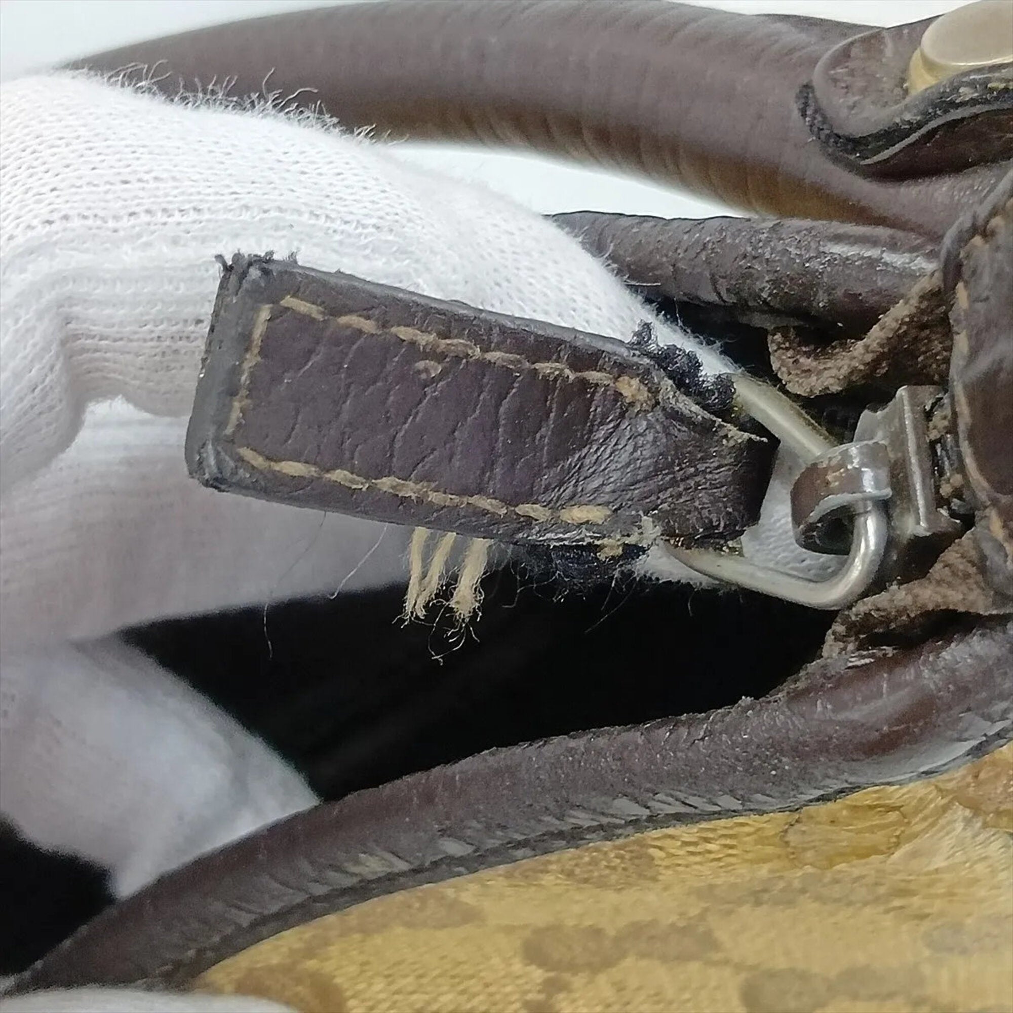 Gucci Brown Leather Coated Canvas Handbag Shoulder Bag Tote Bag (Pre-Owned)