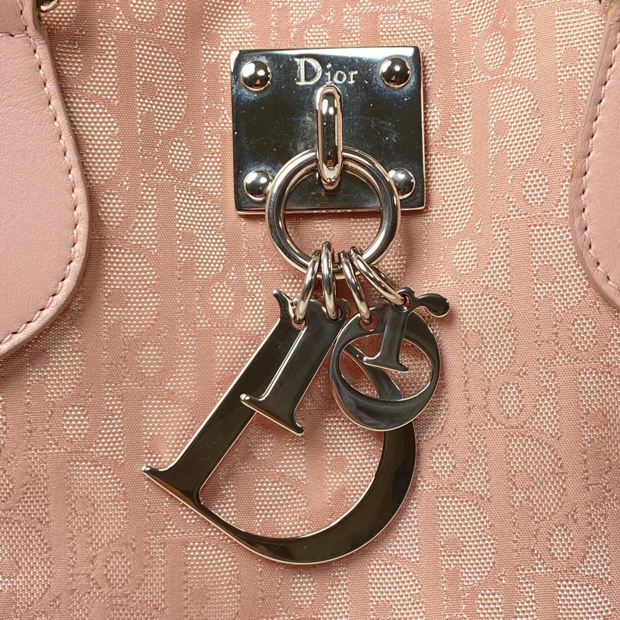 Christian Dior Pink Canvas Handbag Tote Bag (Pre-Owned)
