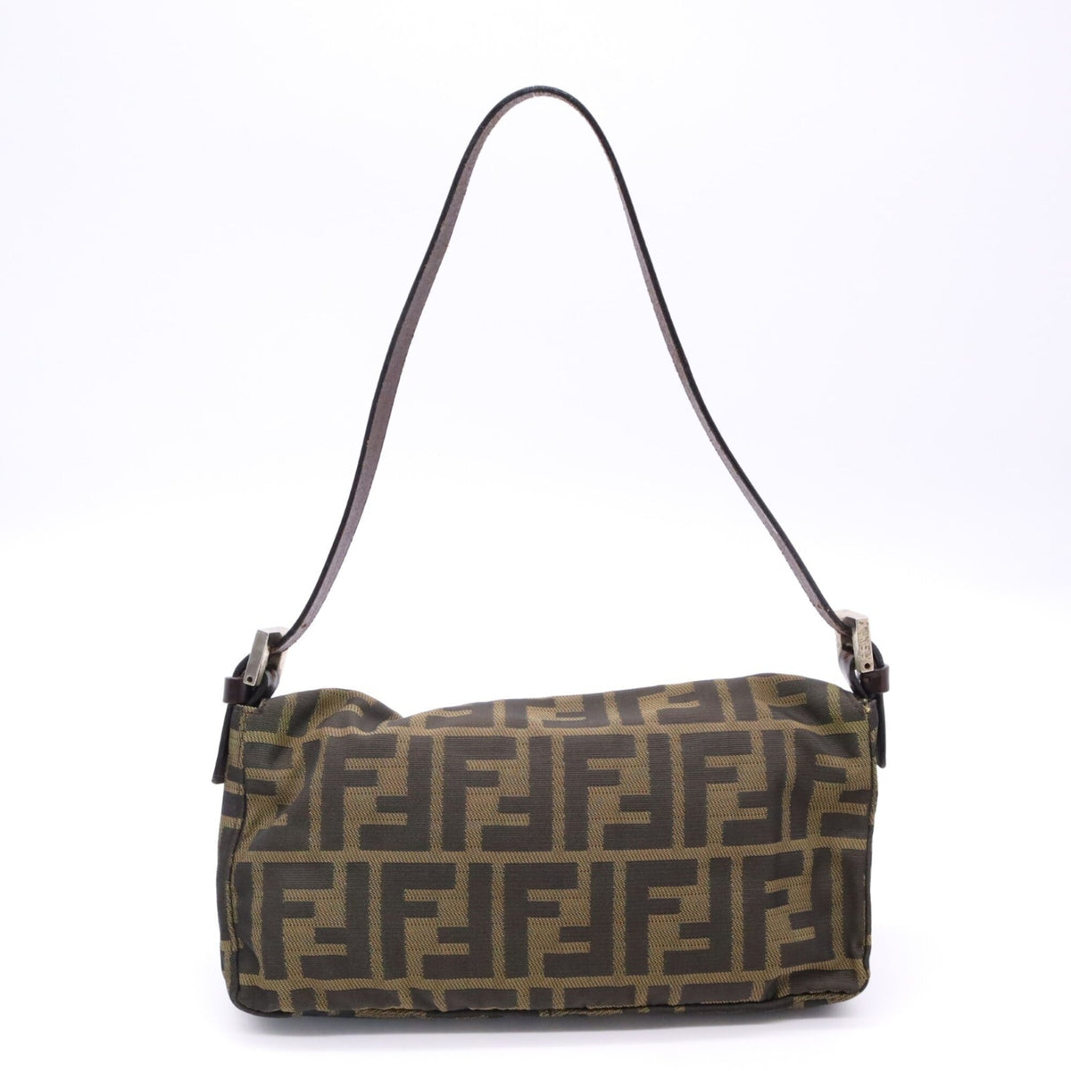 Fendi Zucca Brown Canvas Leather Shoulder Bag (Pre-Owned)