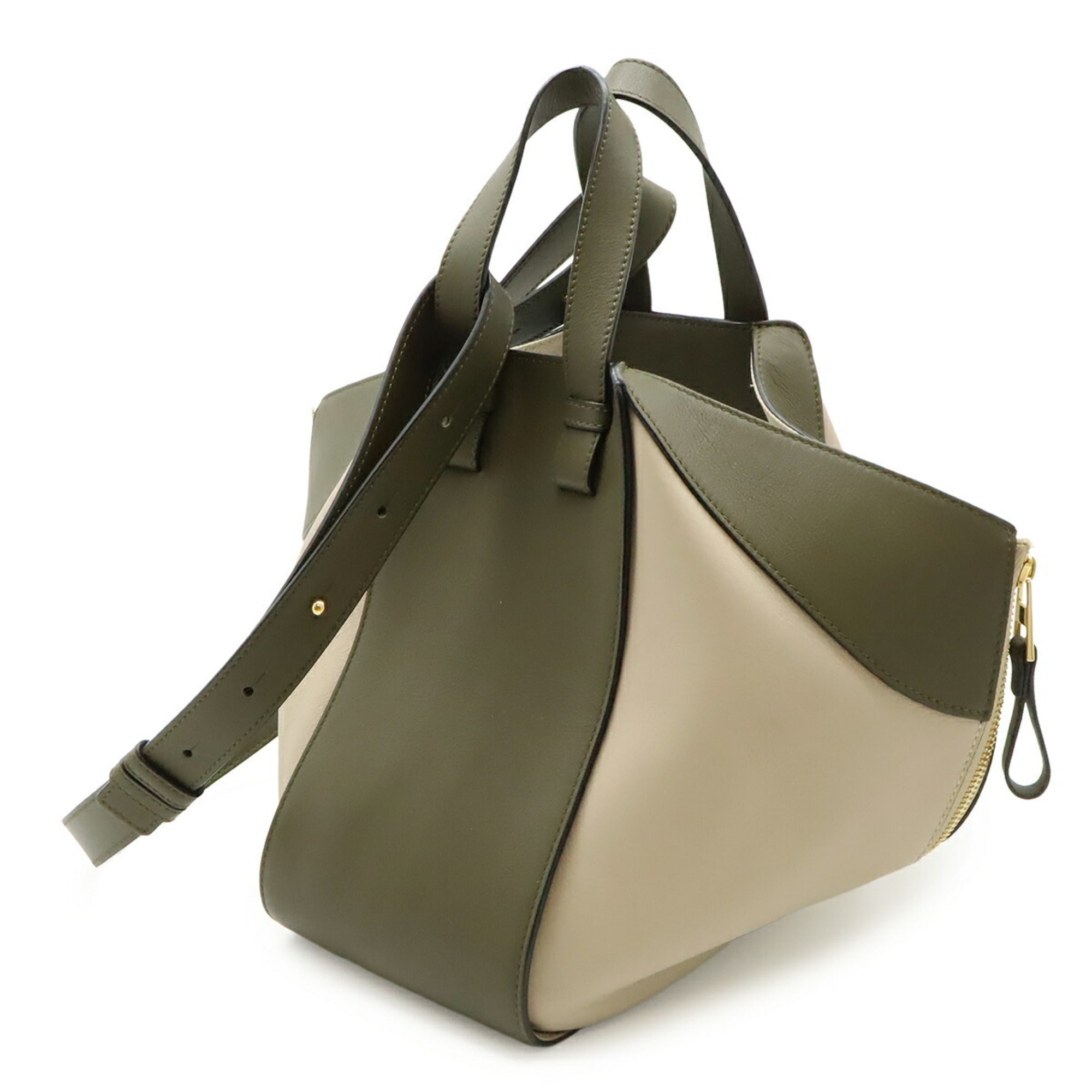 Loewe Beige Khaki White Leather Handbag Shoulder Bag (Pre-Owned)
