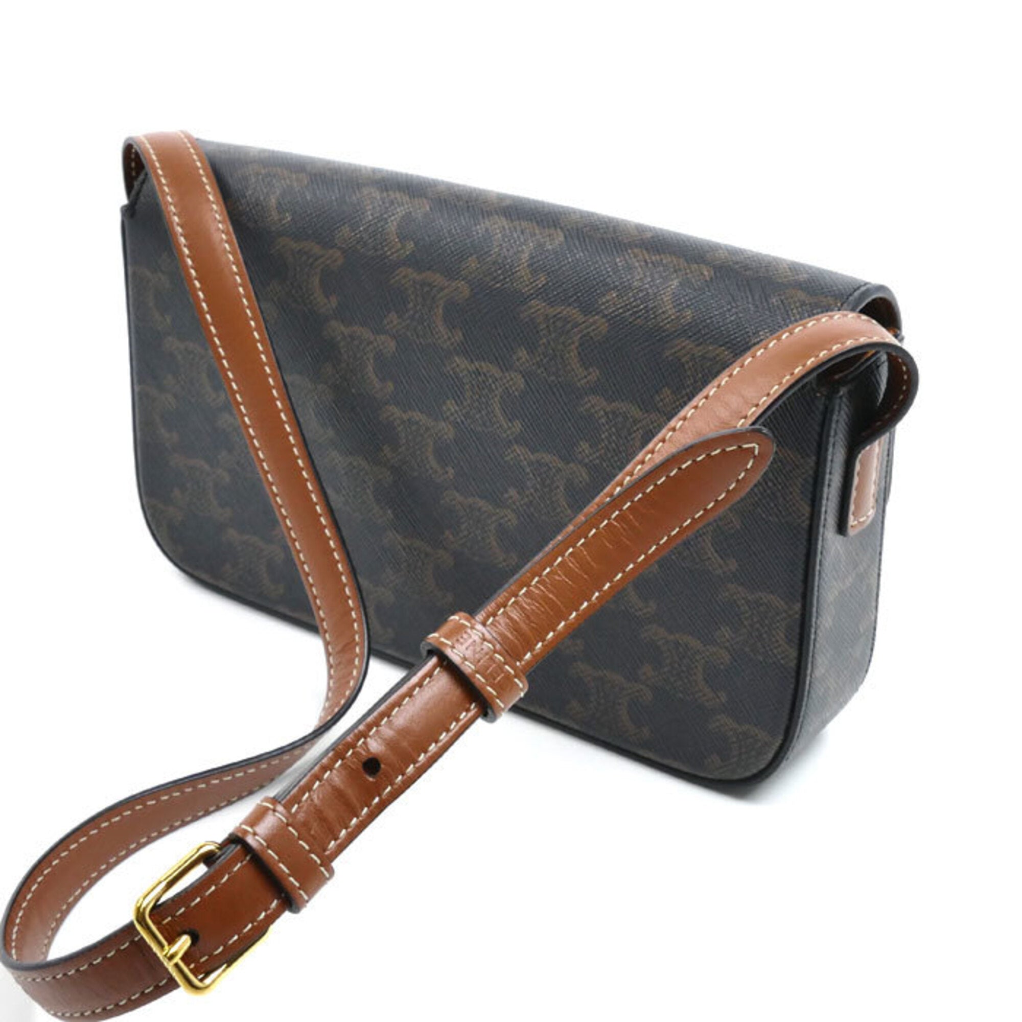 Celine Brown Canvas Shoulder Bag (Pre-Owned)
