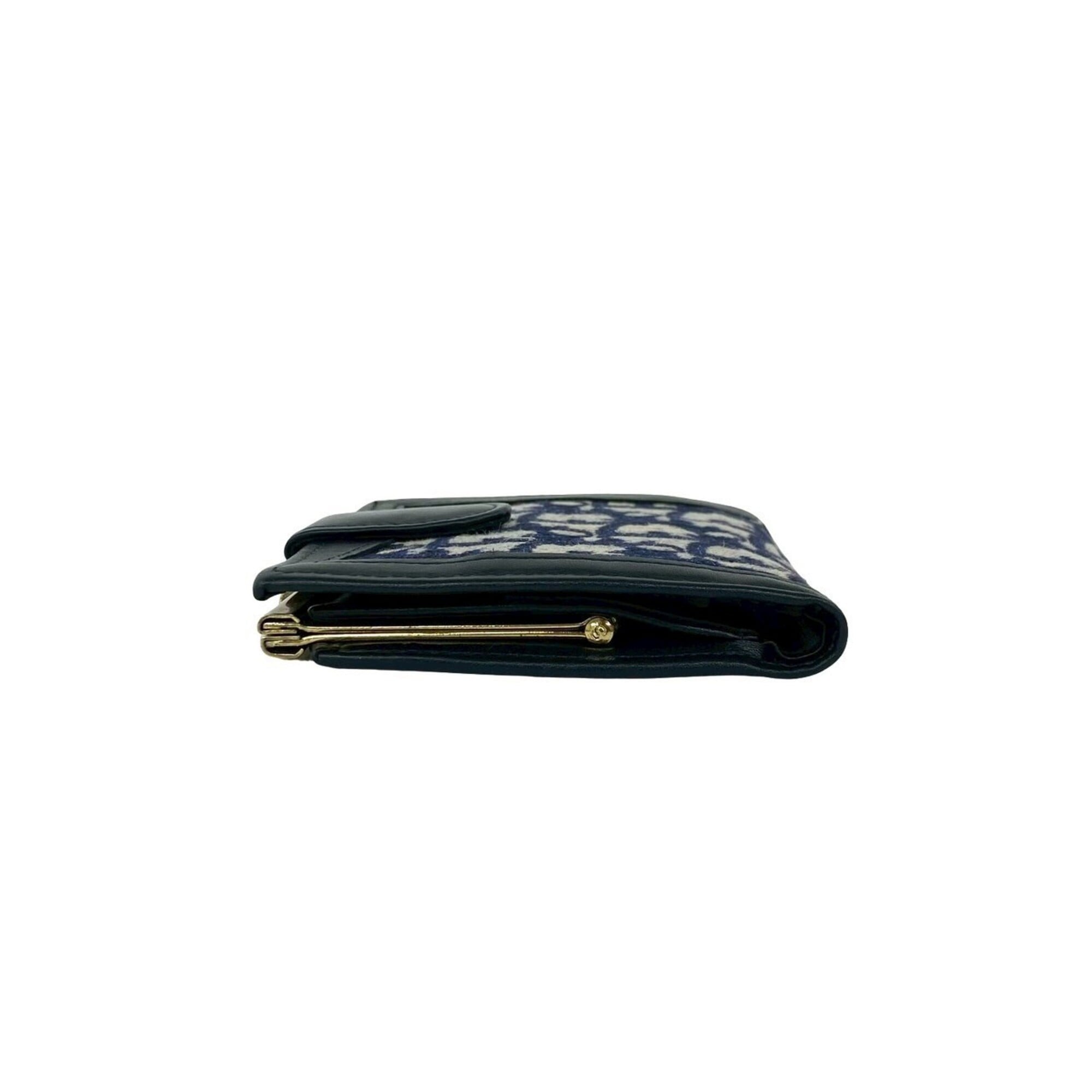 Christian Dior Navy Canvas Leather Wallet (Bi-Fold) (Pre-Owned)
