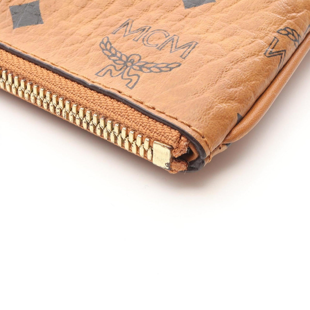 Mcm Brown Coated Canvas Leather Clutch Bag Handbag (Pre-Owned)