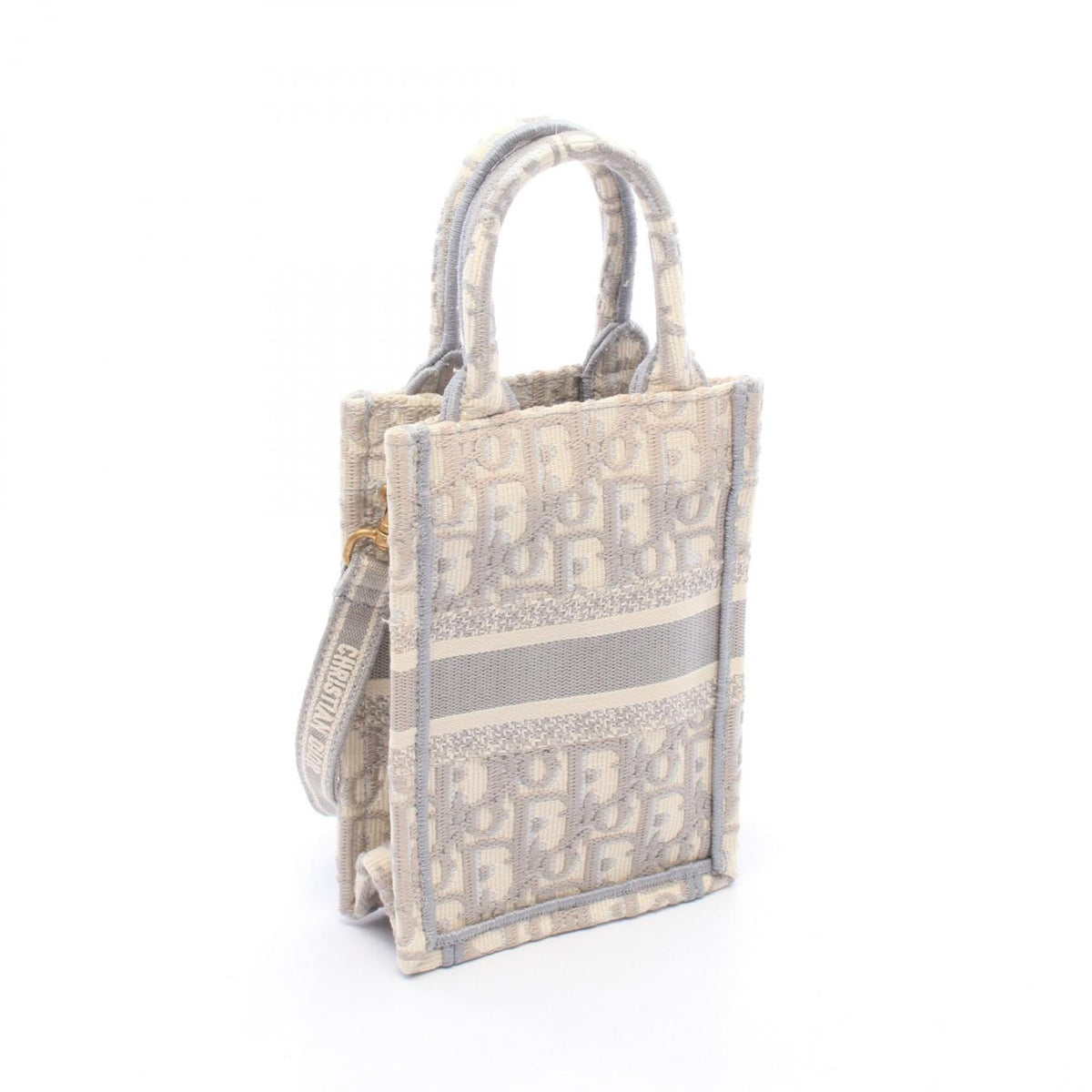 Christian Dior Gray White Canvas Handbag Tote Bag (Pre-Owned)