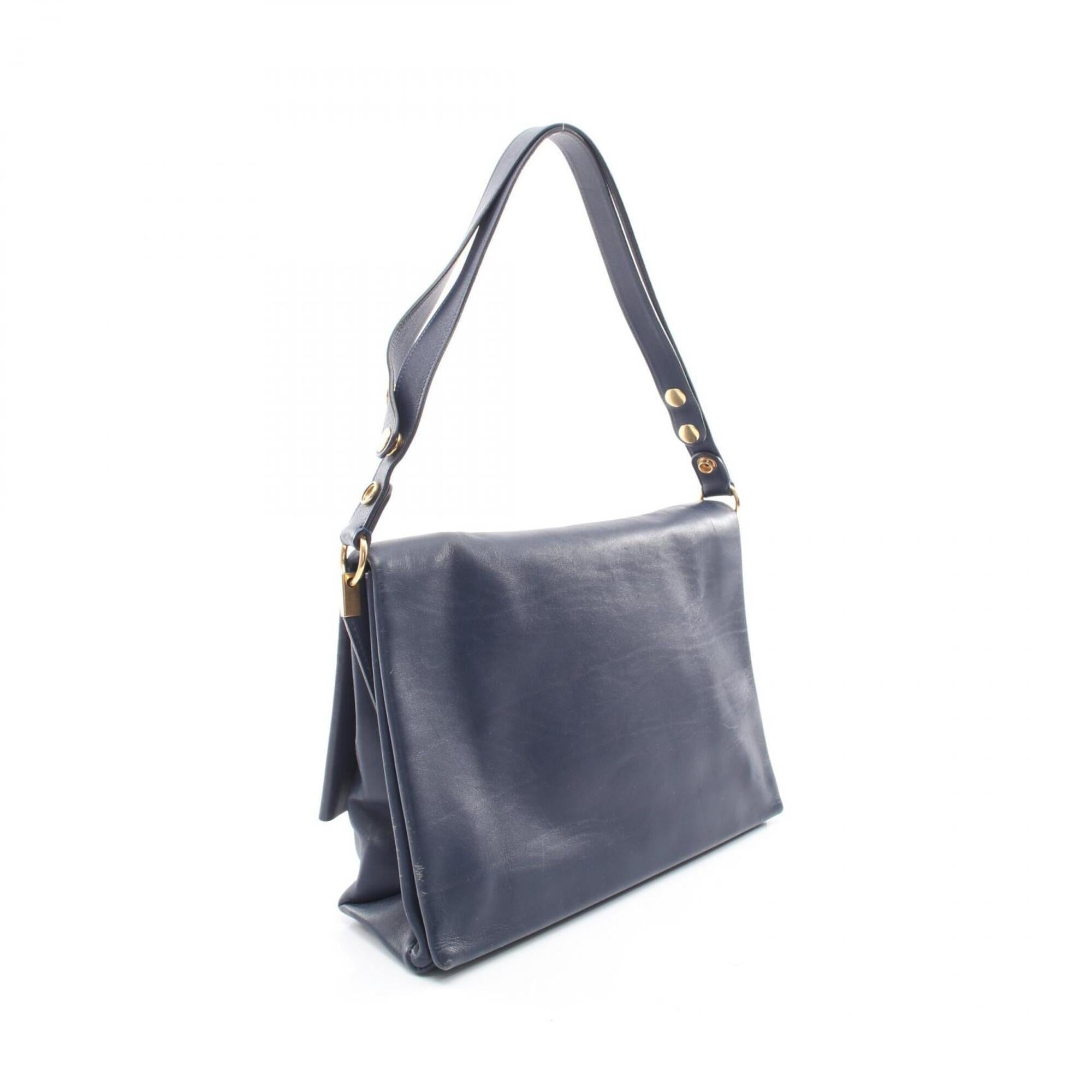 Celine Navy Leather Handbag Shoulder Bag (Pre-Owned)