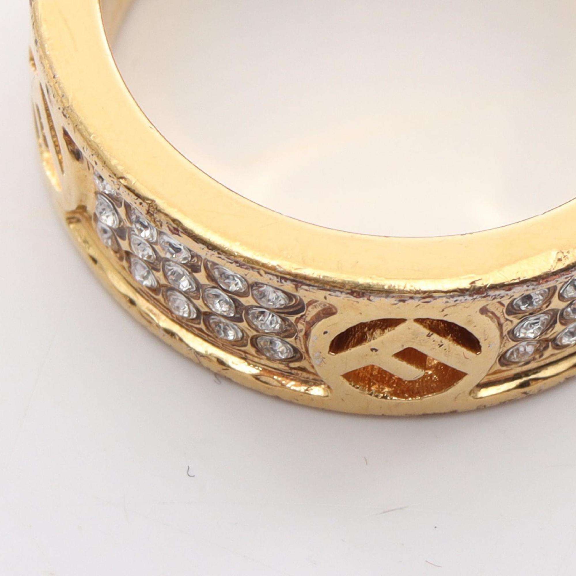 Fendi Gold Clear Gold Plating Rhinestone Band Ring (Pre-Owned)