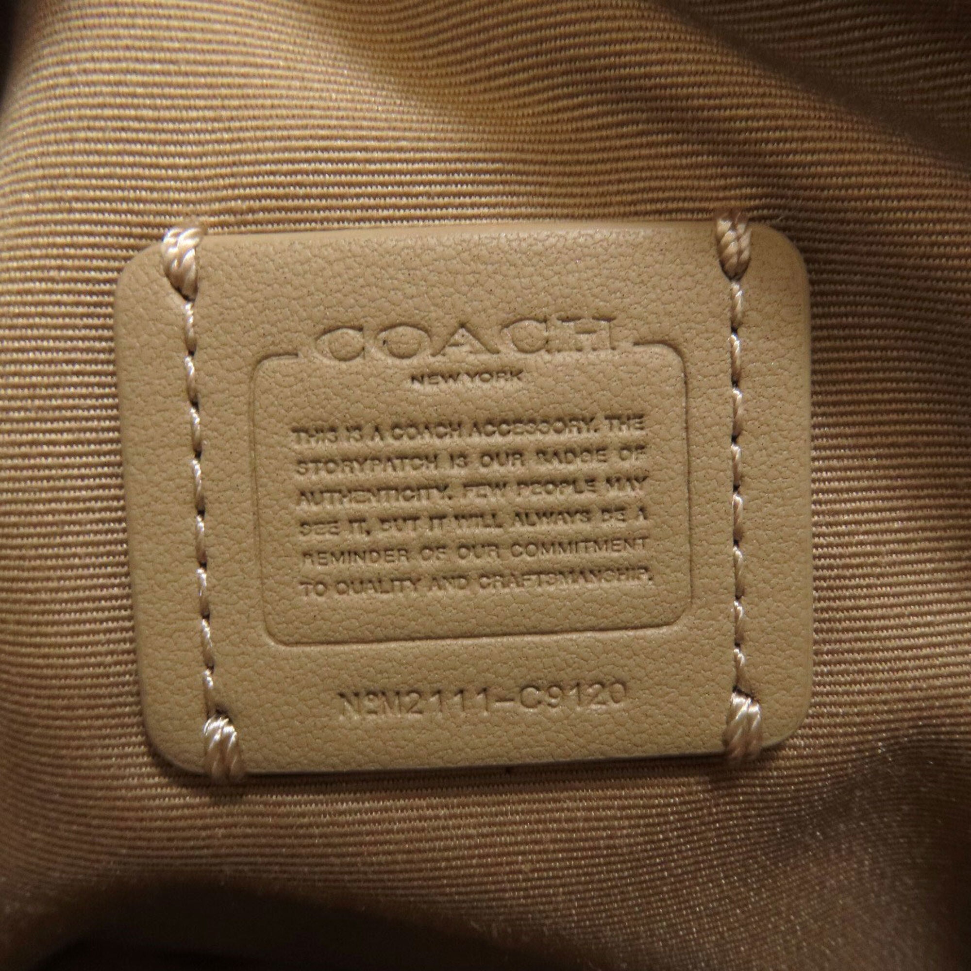 Coach Beige White Canvas Leather Shoulder Bag (Pre-Owned)