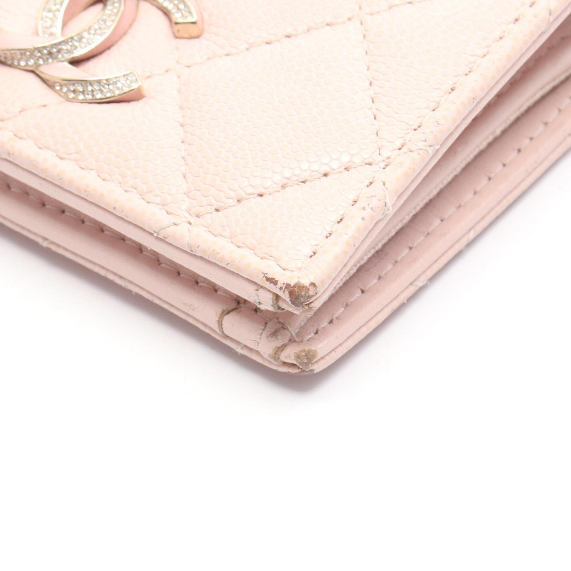 Chanel Pink Grained Calfskin Wallet (Bi-Fold) (Pre-Owned)