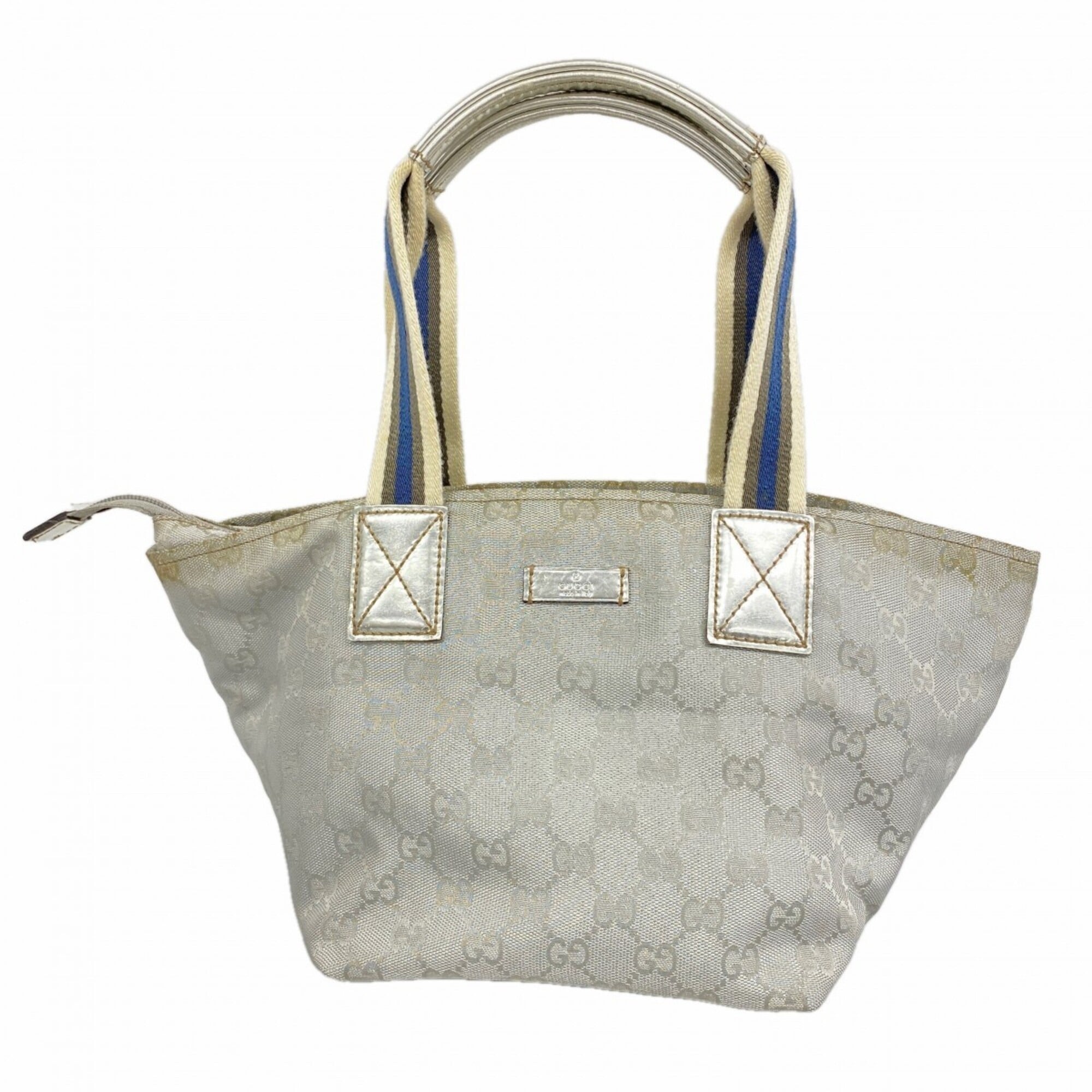 Gucci Silver Nylon Canvas Handbag (Pre-Owned)