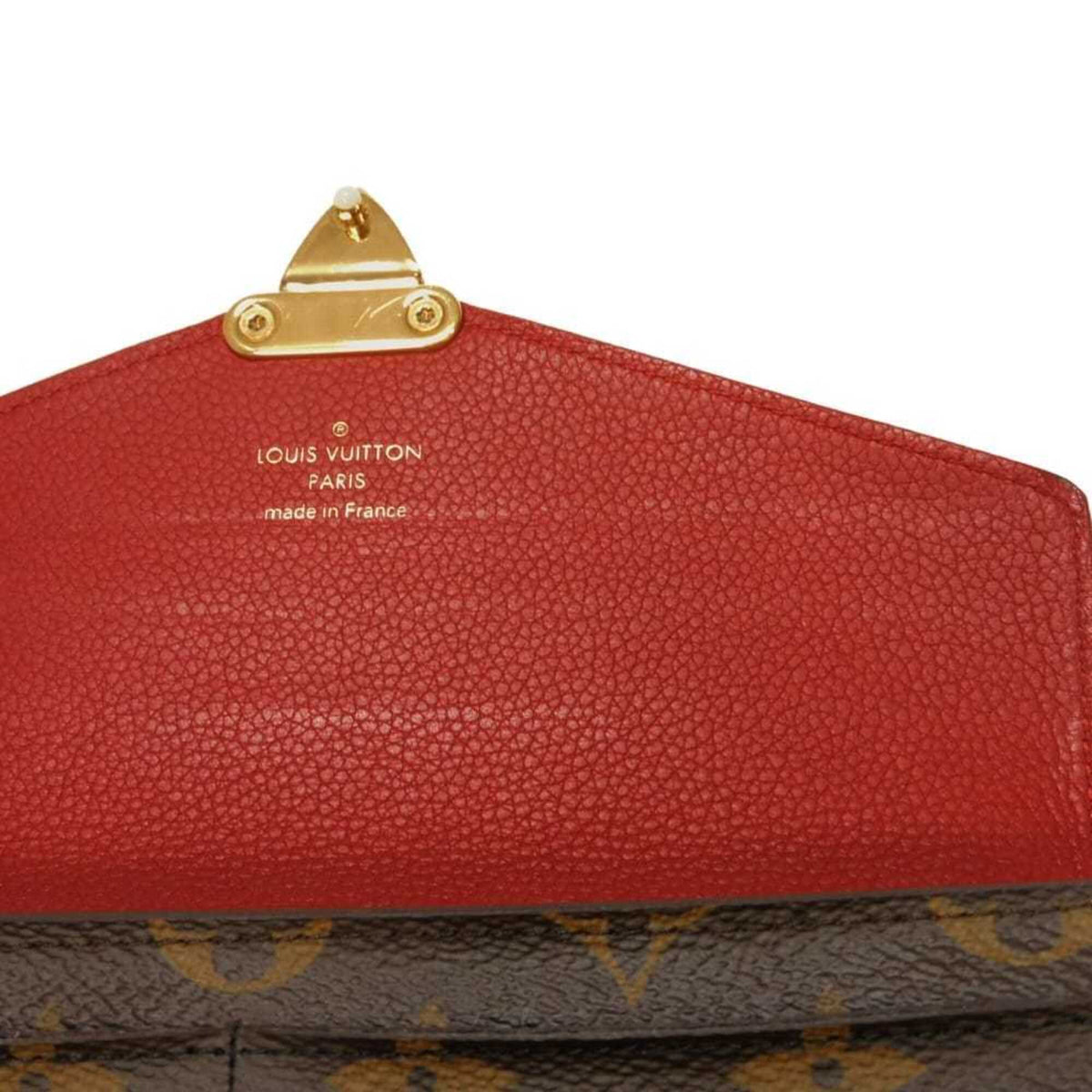 Louis Vuitton Brown Cerise Red Color Monogram Canvas Leather Long Wallet (Tri-Fold) (Pre-Owned)