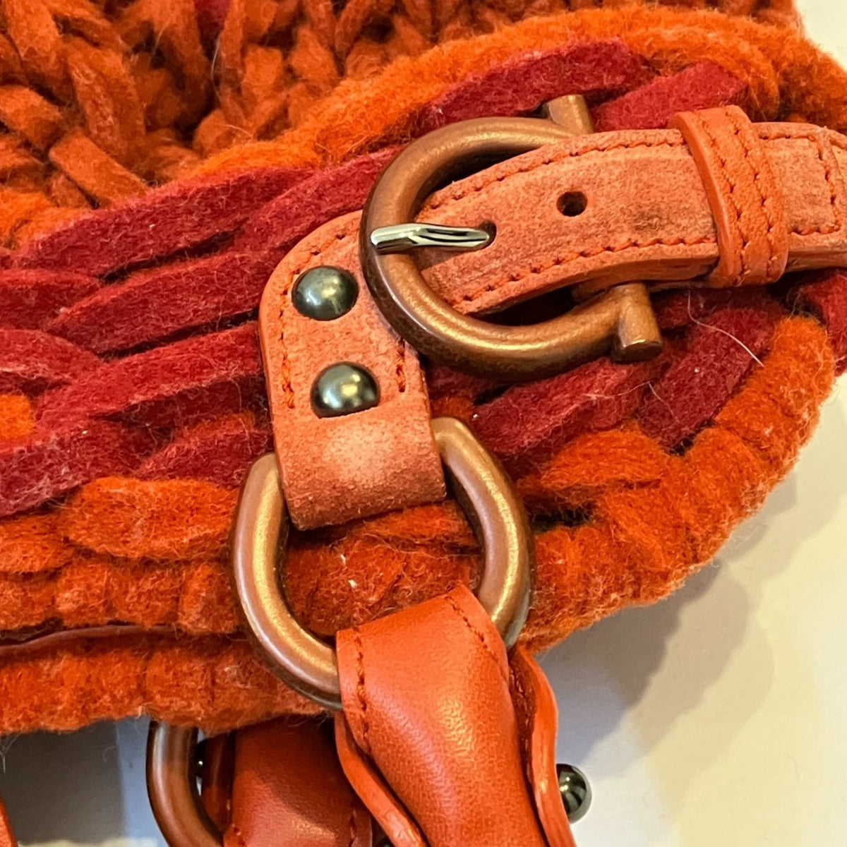 Salvatore Ferragamo Orange Knit Handbag (Pre-Owned)