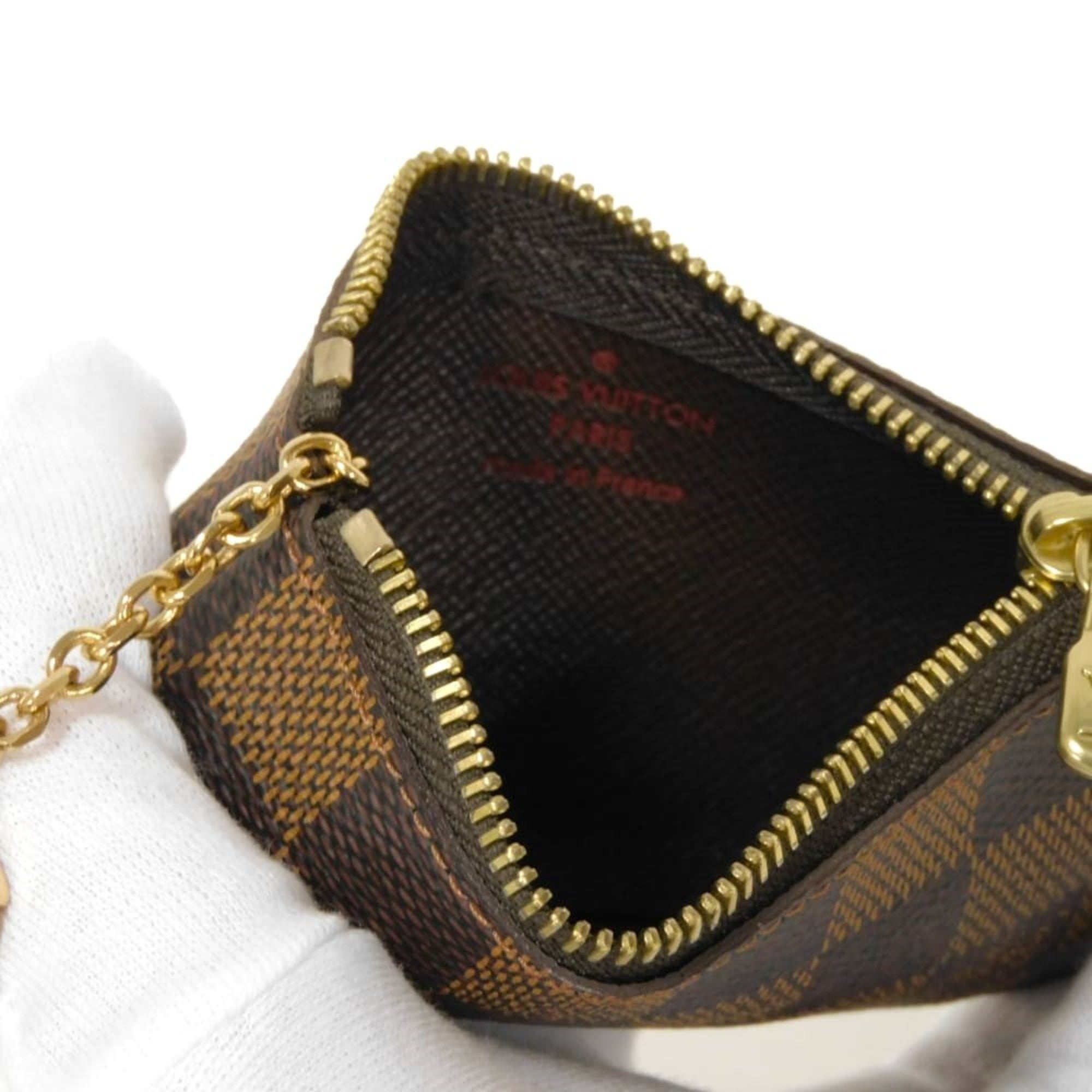 Louis Vuitton Brown Damier Canvas Ebene Damier Canvas Leather Coin Purse/Coin Case (Pre-Owned)