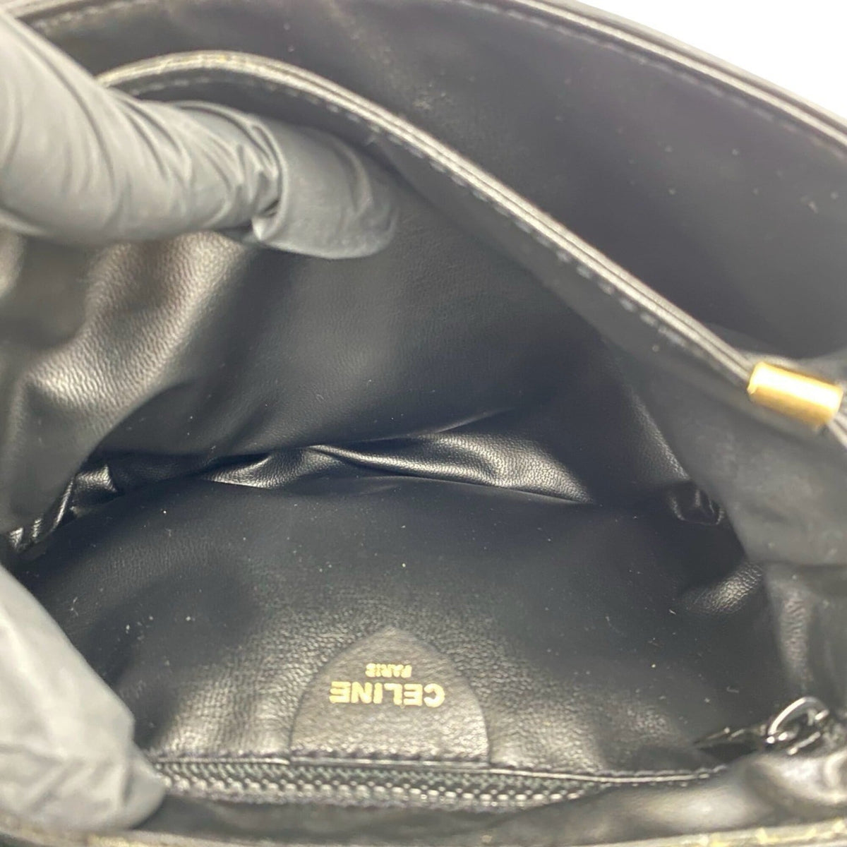 Celine Black Brown Leather Pochette Shoulder Bag (Pre-Owned)