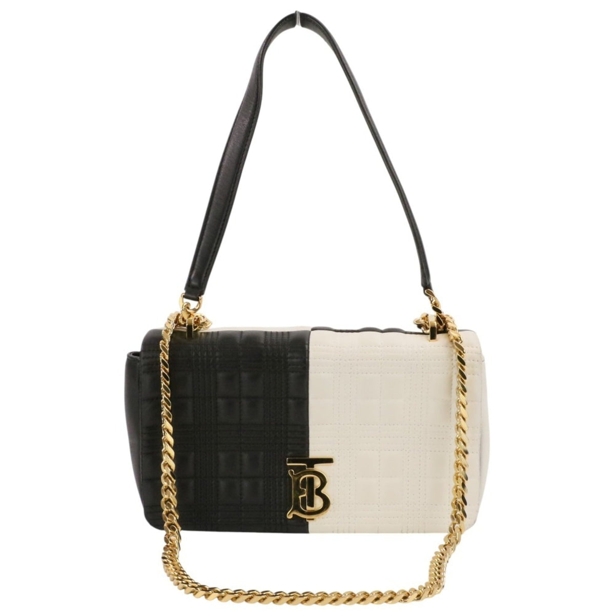 Burberry Black White Quilting Shoulder Bag (Pre-Owned)