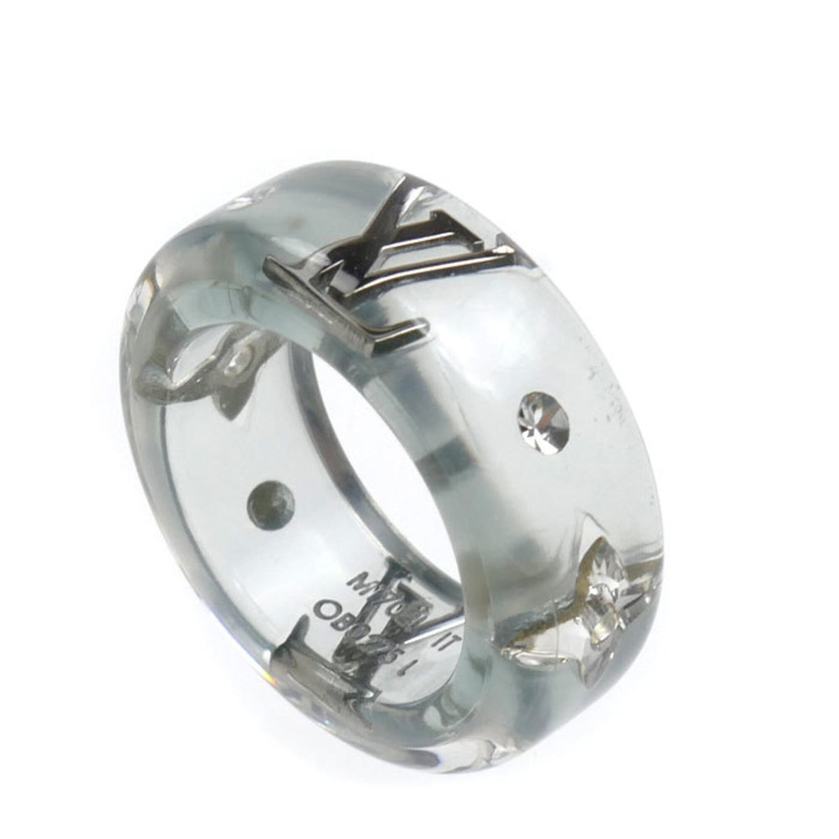 Louis Vuitton Silver Blue Gold Plating Resin Band Ring (Pre-Owned)