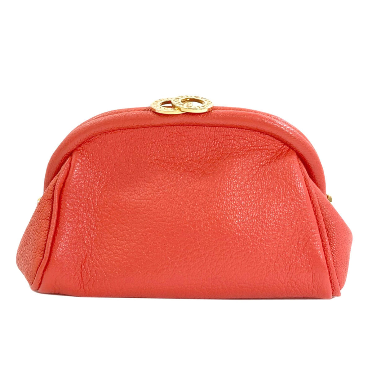 Bvlgari Red Color Leather Pouch Wash Bag (Pre-Owned)