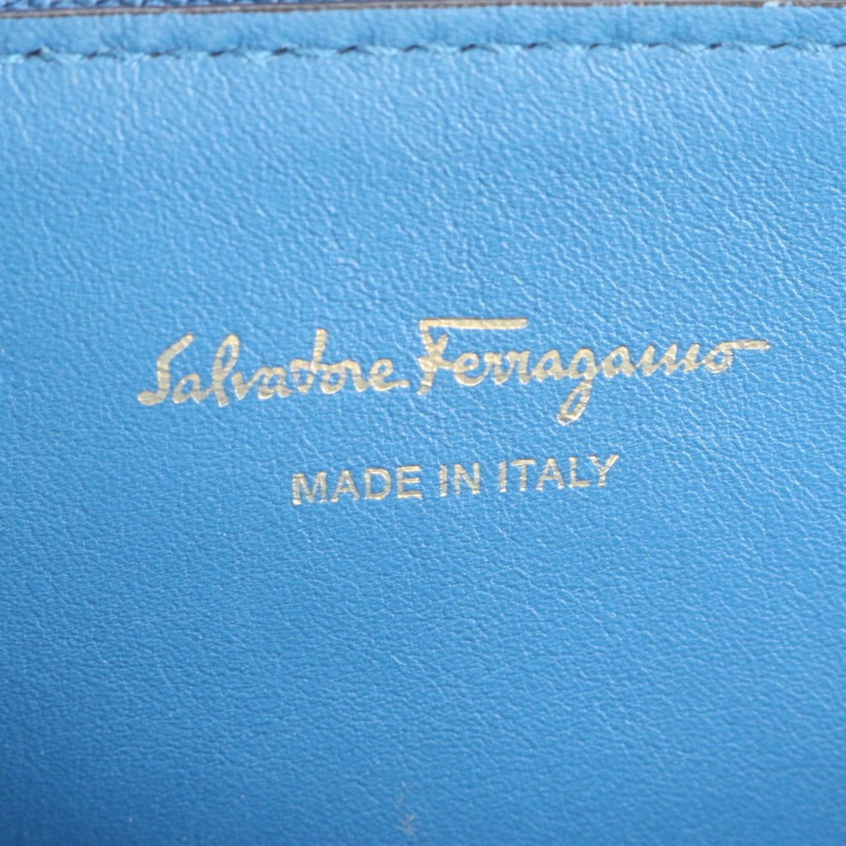 Salvatore Ferragamo Gancini Blue Leather Handbag Tote Bag (Pre-Owned)