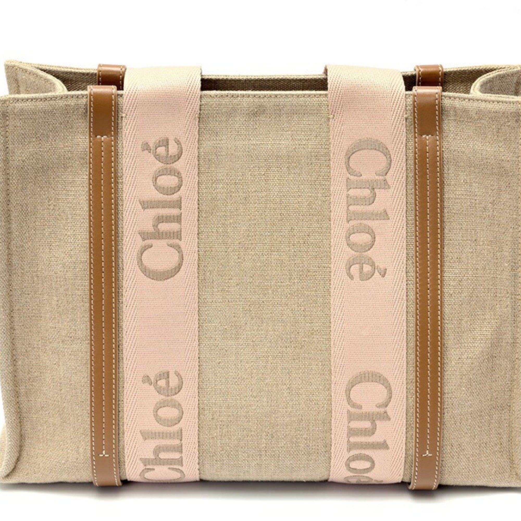 Chloé Beige Canvas Leather Tote Bag (Pre-Owned)