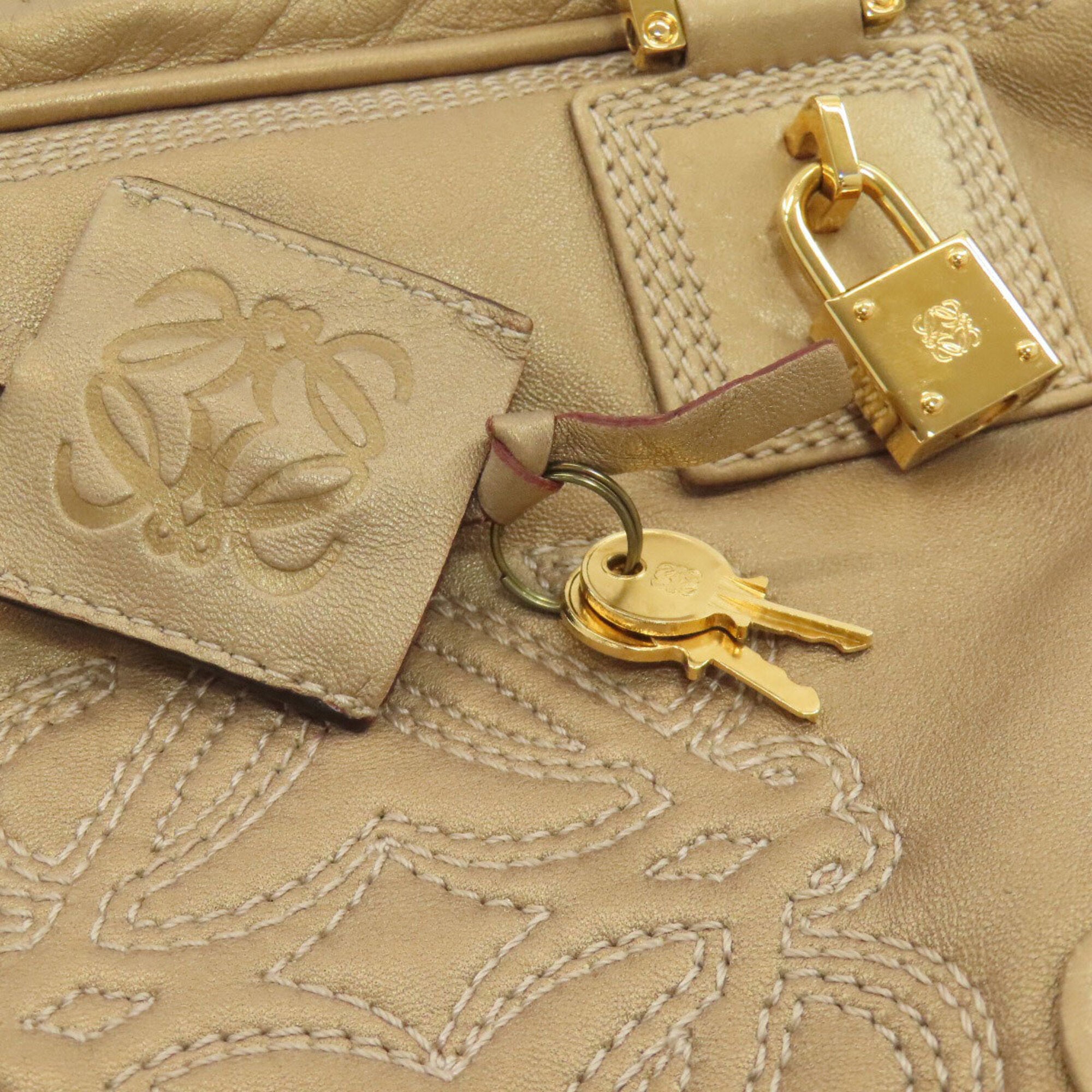 Loewe Amazona Gold Leather Handbag (Pre-Owned)